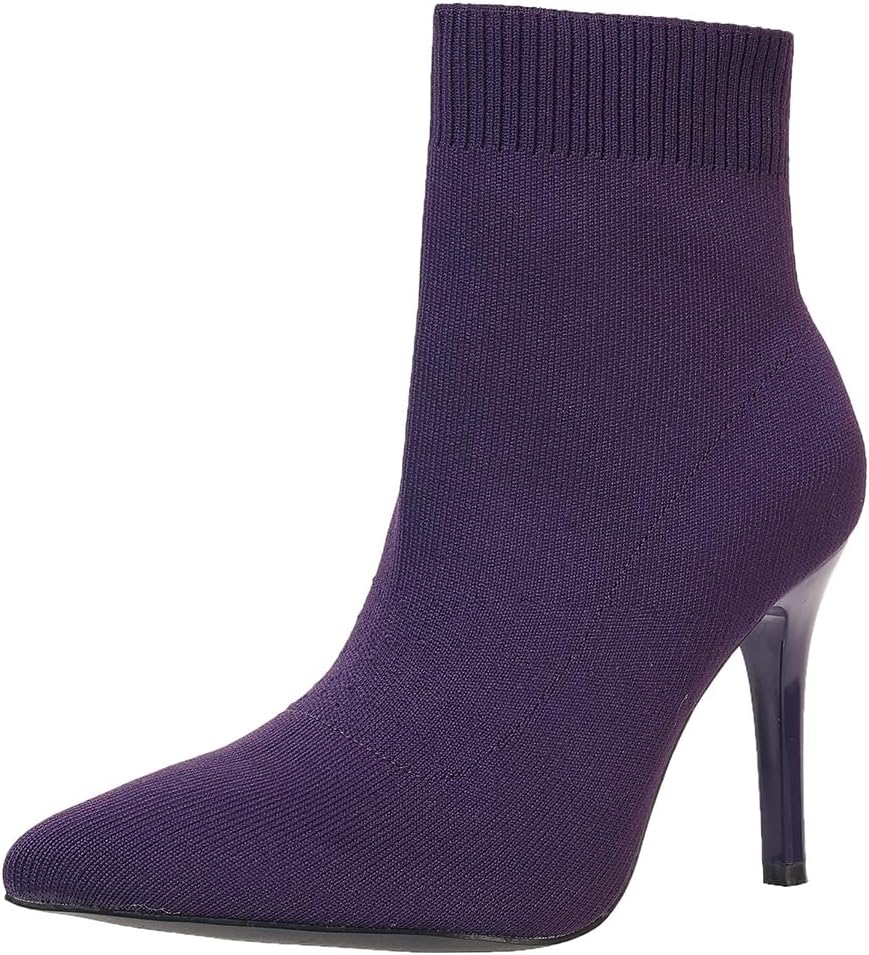 SelRoys Women's Ankle Boots Stretch Elastic Knit Pointed Toe Stiletto Heel Breathable Fashion Sock Booties