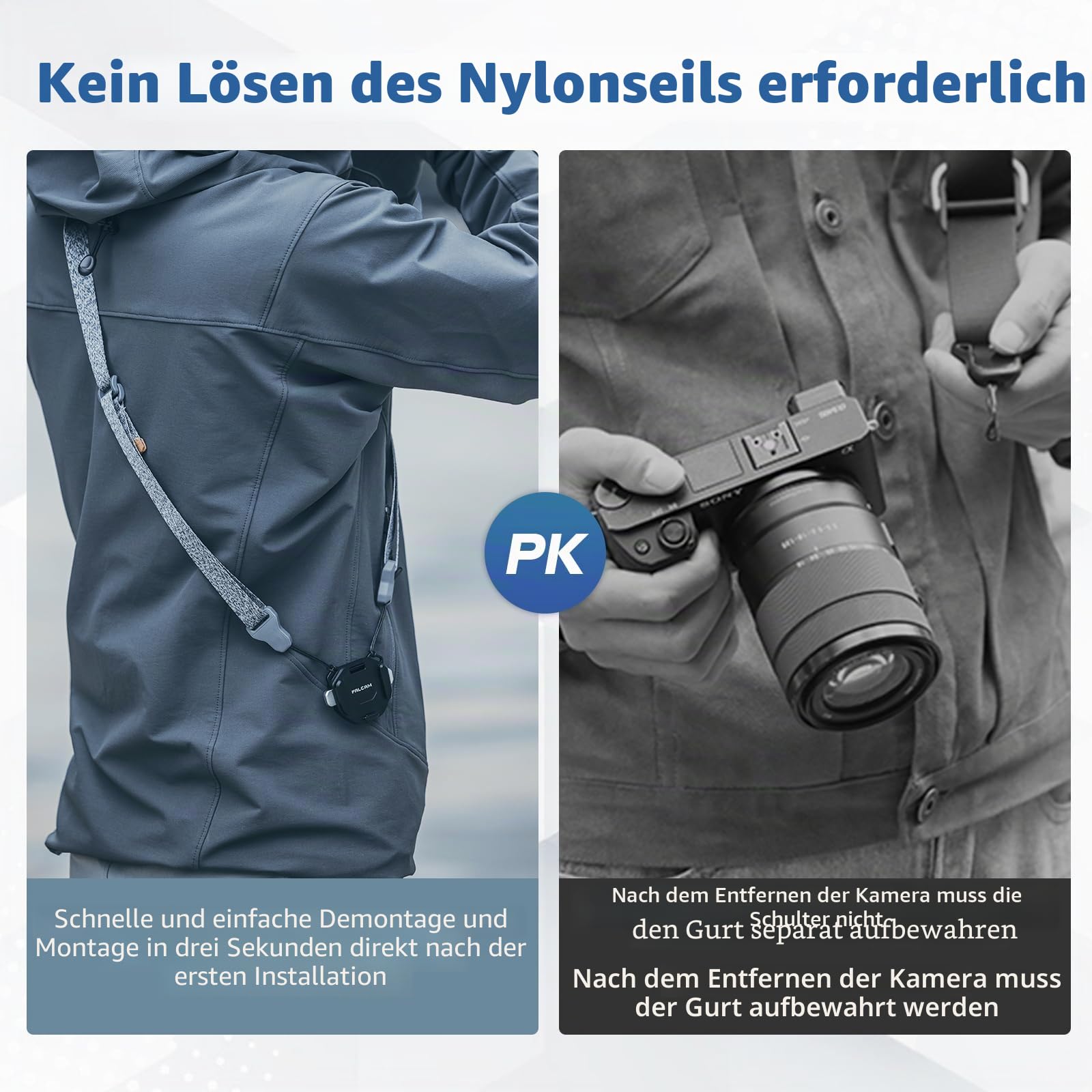 FALCAM F38 Kamera-Schultergurt-Schnellwechselset V2, 1/4-Zoll-Schrauben& Arca-Swiss-Standard-Schnellwechselplatte, Aluminium, Schnellverschluss für Kamera am Rucksack-Schultergurt