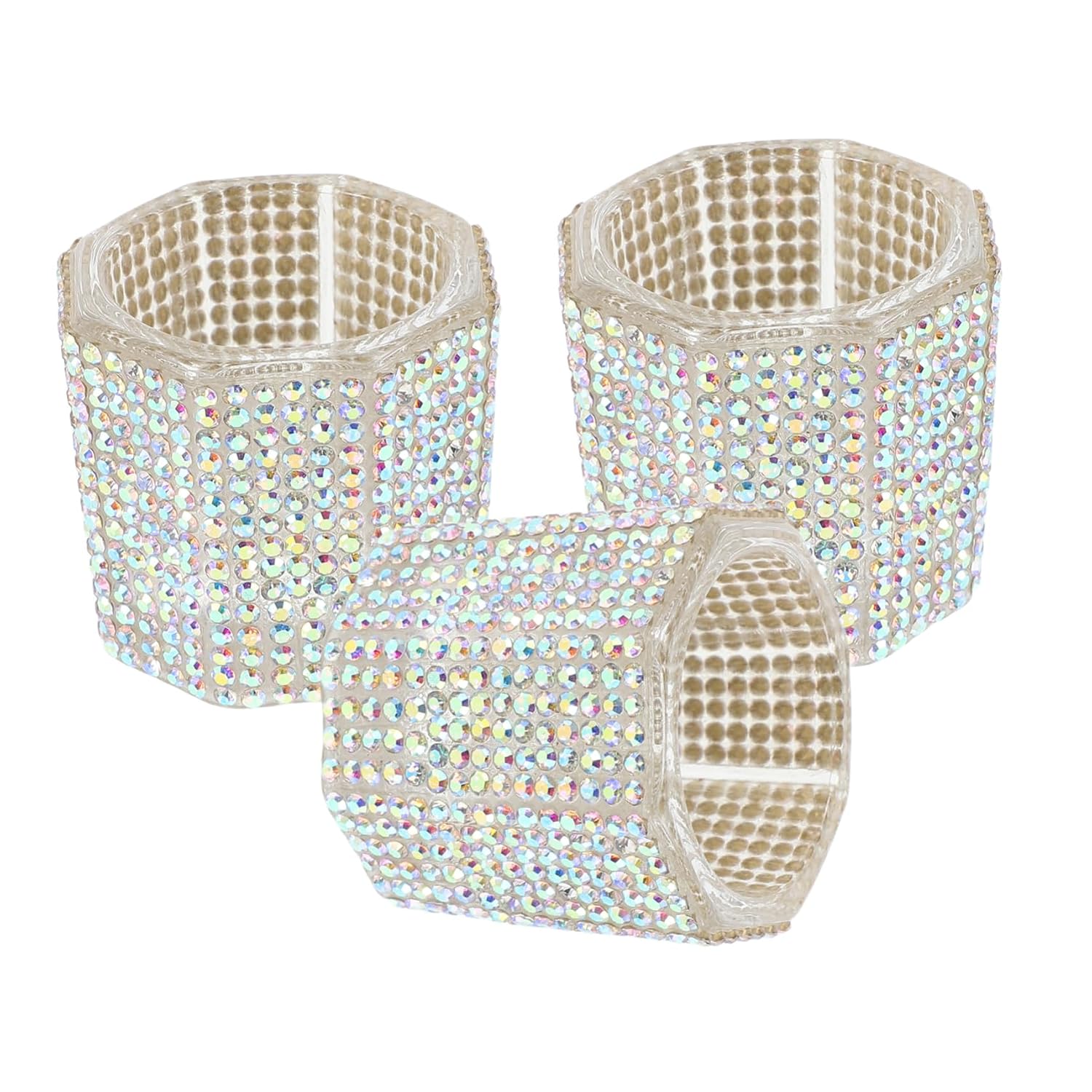 3pcs Octagonal Glass Nail Brush Cleaner Cups for Manicure