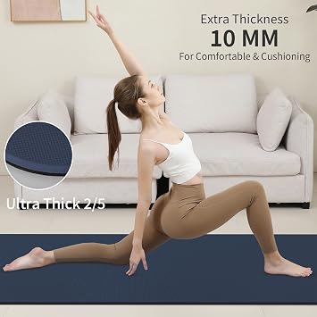 PAIDU POE Yoga Mat (10mm)Extra Thick Fitness Mat 72x24 with Carry Strap | Non-slip, tear-resistant and suitable for all ages, perfect for yoga, Pilates, home gym -body workouts.