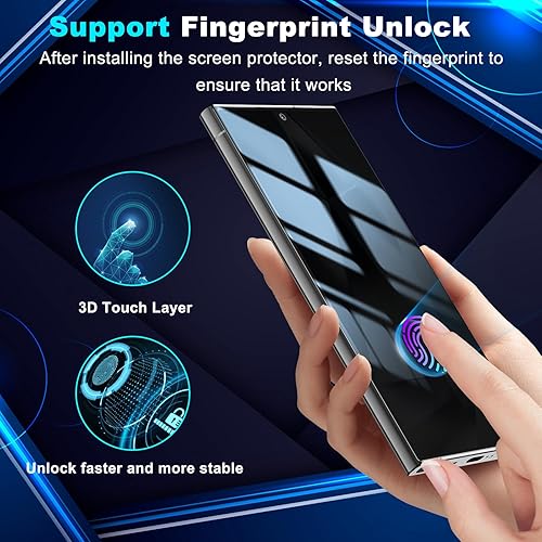 Miniatura 3 de WYQLTD Paquete de 2 protectores de pantalla de privacidad para Samsung Galaxy S24 Ultra, vidrio templado, antiespía, desbloqueo de huellas
