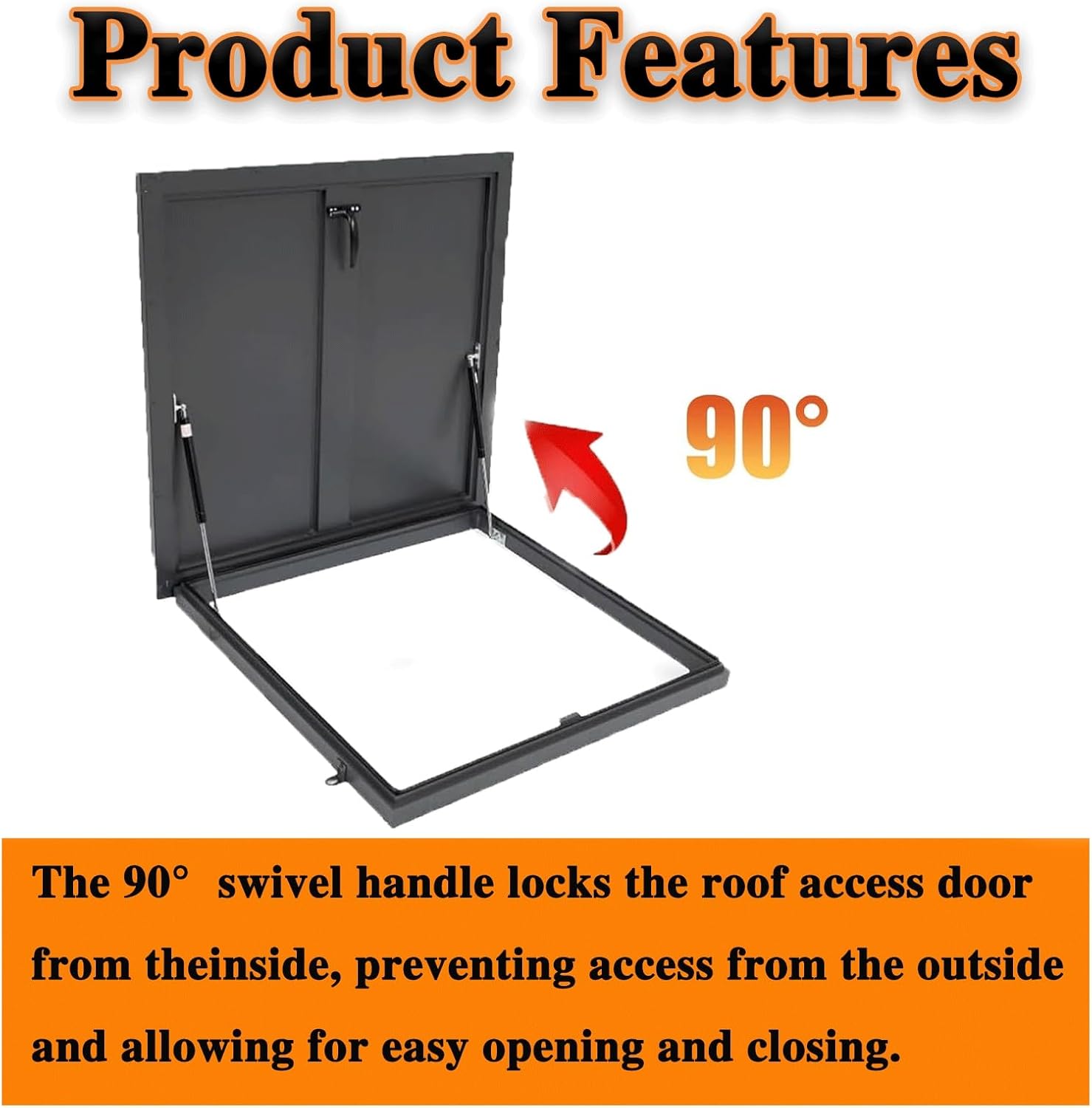 Black Roof Hatch, 30x40in(76x101.5cm) Skylight Roof Caps Window with Gas Shock Strut, Aluminum Frame Galvanized Roof Access Hatch, Roof Security Door, Roof Maintenance Hatch, Commercial Roof Hatch