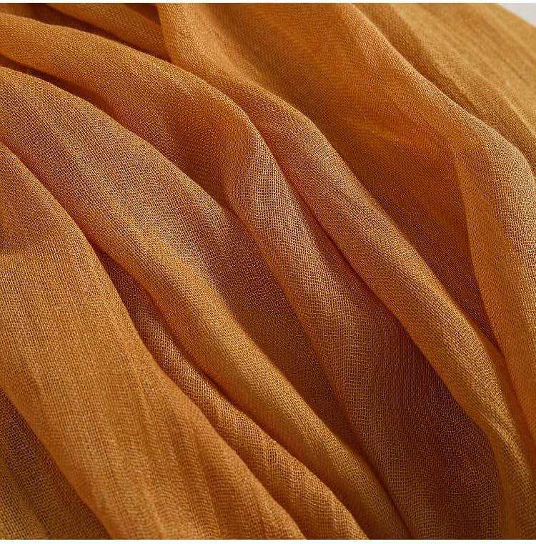 Solid color cotton and linen scarf, wrinkled all season versatile long sunscreen fashionable shawl - Image 5