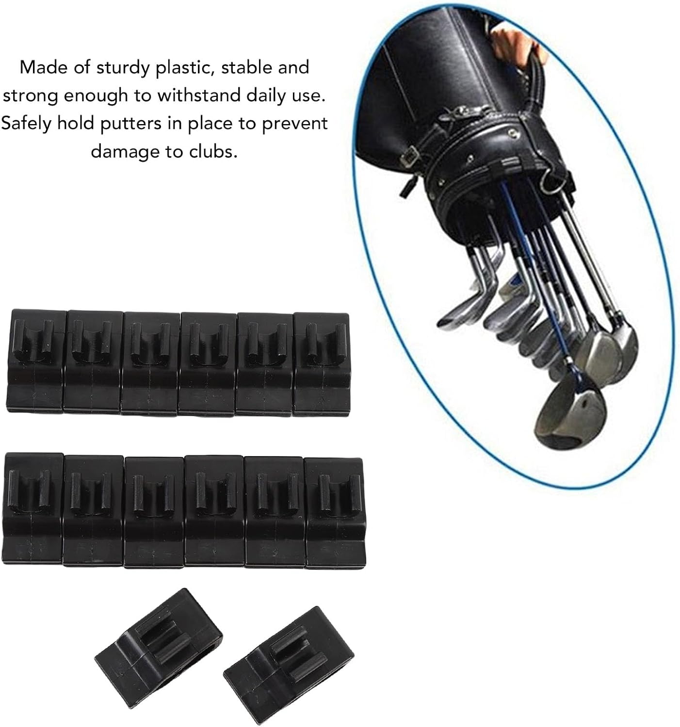 14pcs Golf Club Bag Clips Putter Holder Clamp Club Organizer Clamp Plastic Putter Golf Accessories with Secure Design for Men Women Golfers
