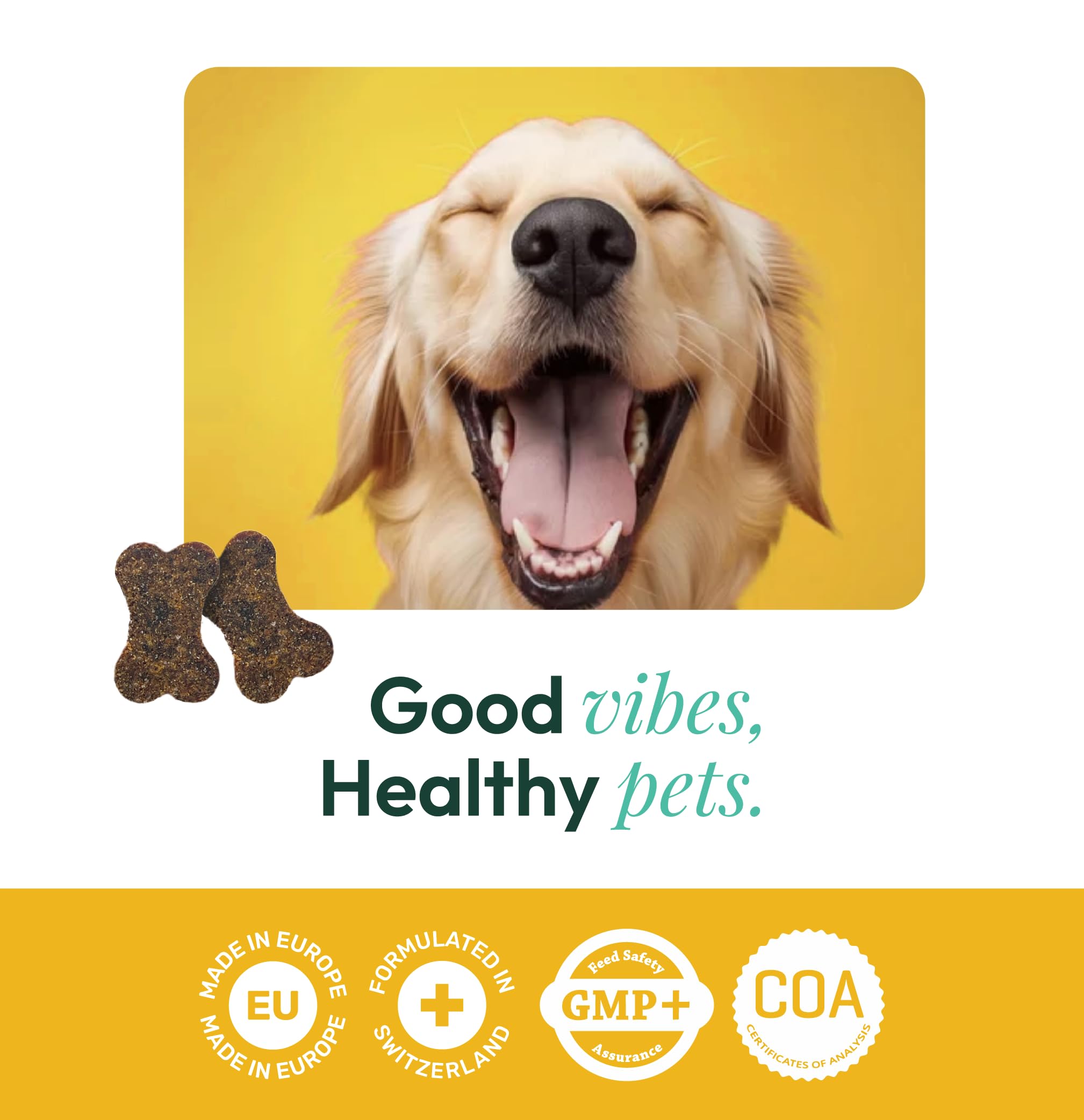 Gooddy - Condroprotector Articulaciones Perros. 100 Snacks naturales 300g. Sin Cereales e Hipoalergénico – Caderas, Artrosis, Huesos. Colágeno, Glucosamina HCI, Condroitina y MSM. Hasta 3 meses de uso