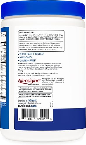 Miniatura 4 de Nutricost Complejo de polvo preentrenamiento frambuesa azul 30 porciones vegetariano sin OMG y sin gluten