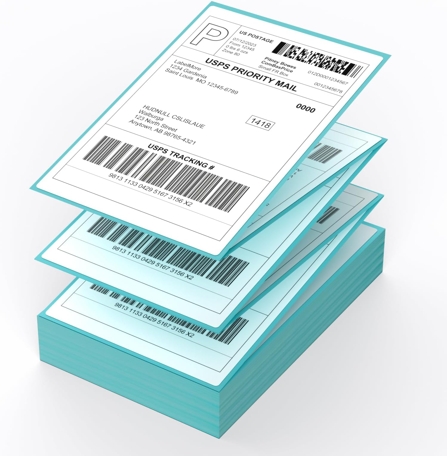 LabelMore 1000 Labels Fanfold 4 x 6 Thermal Labels, Shipping Labels with Perforated