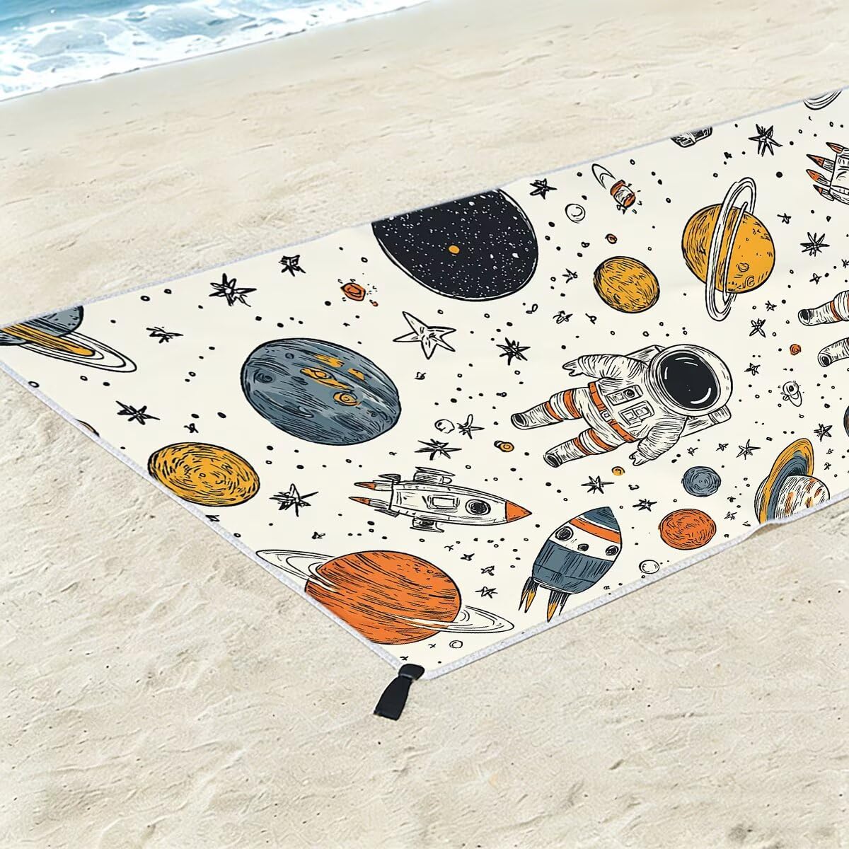 Ręcznik plażowy z mikrofibry, duży ręcznik kąpielowy 90 x 200 cm, zestaw 2 szt. szybkoschnących prześcieradeł kąpielowych astronauty, antypiaskowe ręczniki plażowe z mikrofibry do podróży, prezent dla