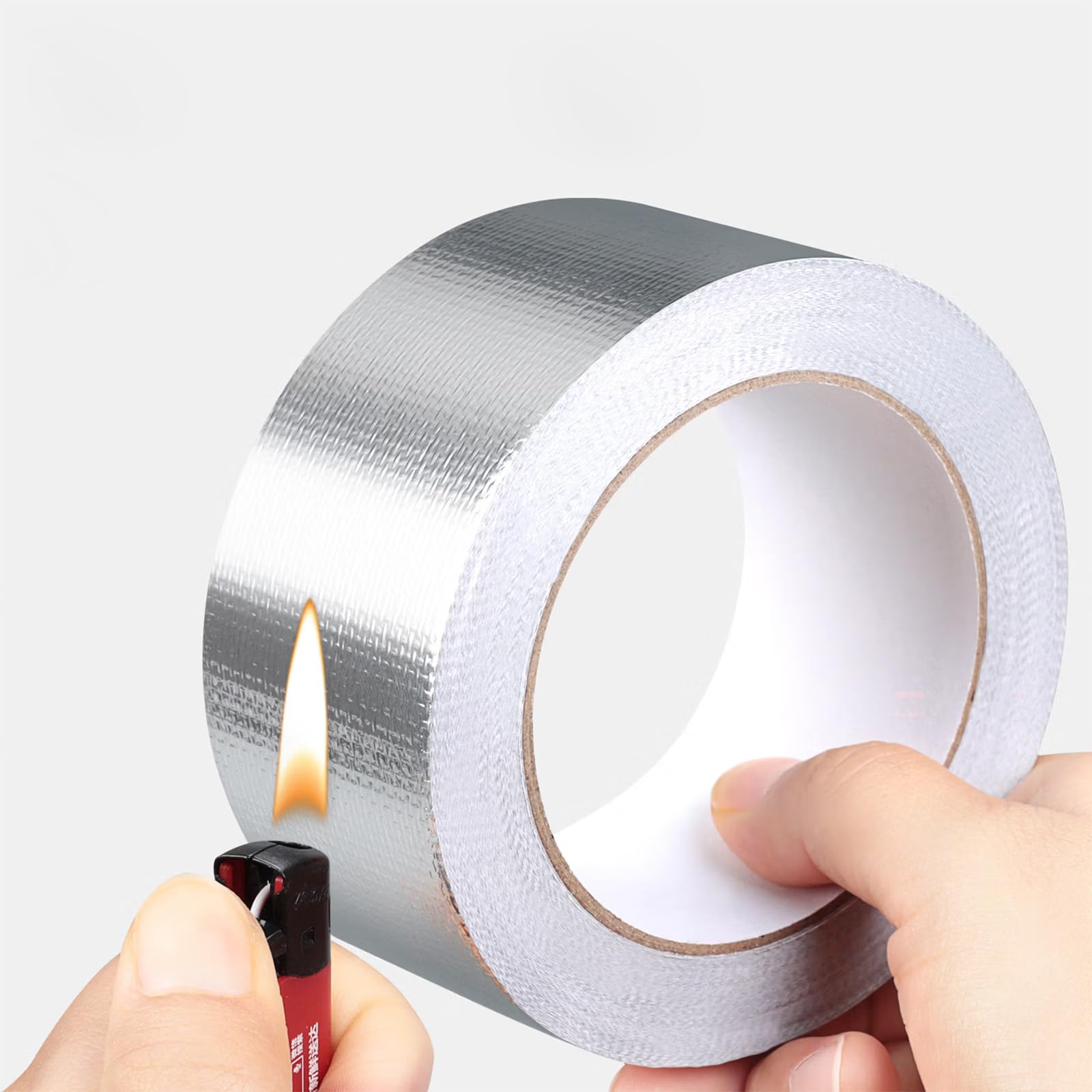 Cinta de Aluminio Adhesiva Resistente al Calor (2 Rollos x 25m) – Cinta Alu Reforzada con Fibra de Vidrio para Calefacción, Tubos, Coche, HVAC y Sellado – Papel de Aluminio Plata 50m