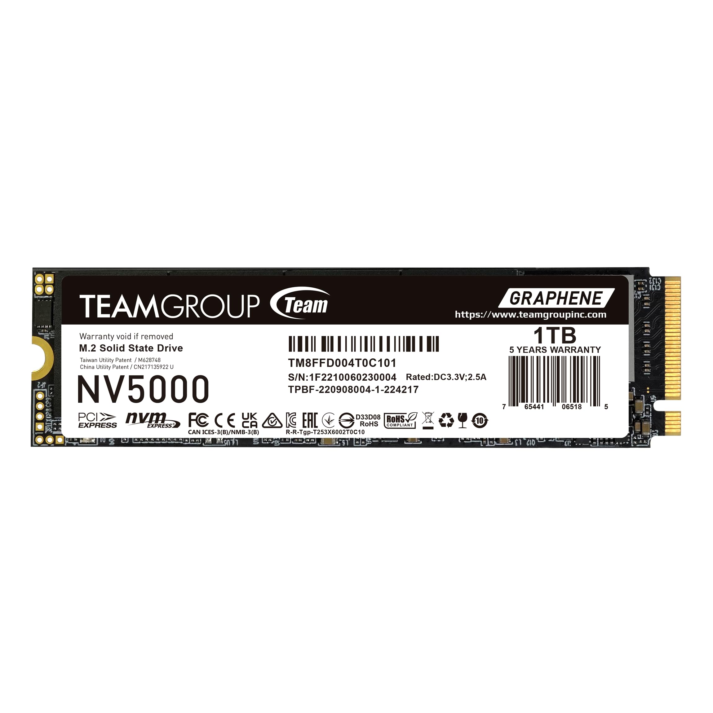 TEAMGROUP NV5000 1TB SLC Cache NVMe PCIe Gen4x4 M.2 2280 Laptop, Desktop SSD Read/Write Speed up to 4500 / 1900MB/s TM8FGM001T0C101