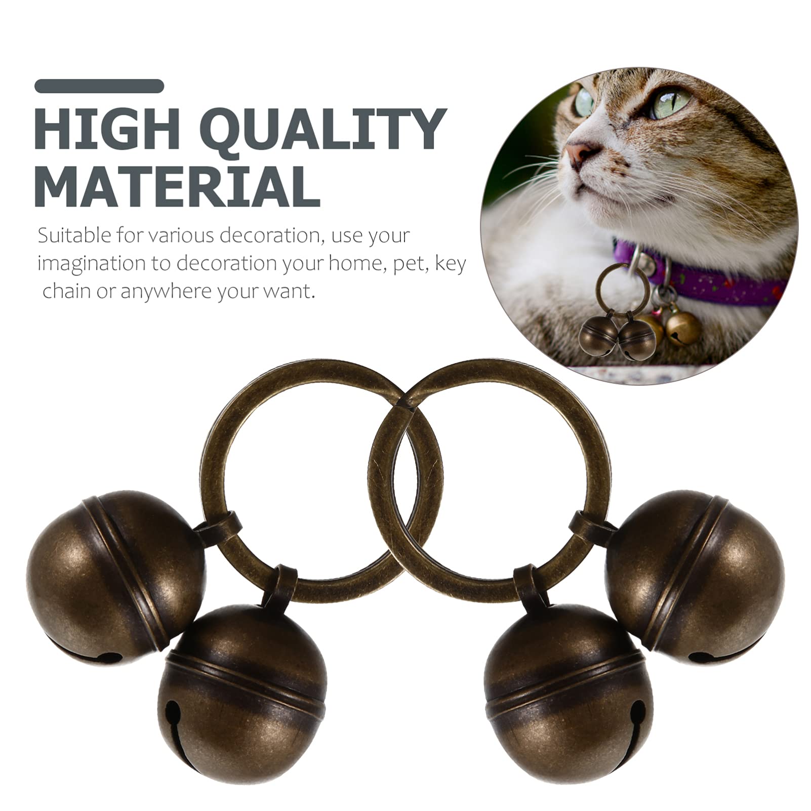 COSMEVIVI Loud Bells for Dog Collar 2 Sets Pet Bell Keychain Cat Collar Charm Retro Style Pet Decor
