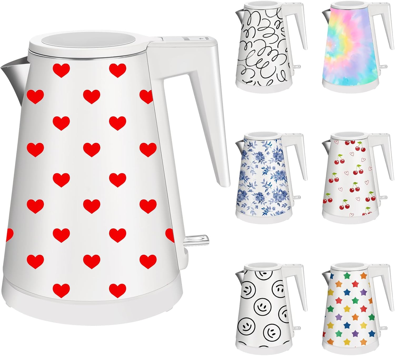 1.2L Double Wall Stainless Steel Interior Water Boiler, Cordless, 1000W Fast Boil with LED Light Coffee Pot & Tea Electric Kettle, Auto Shut-Off and Boil-Dry Protection (Butterfly)