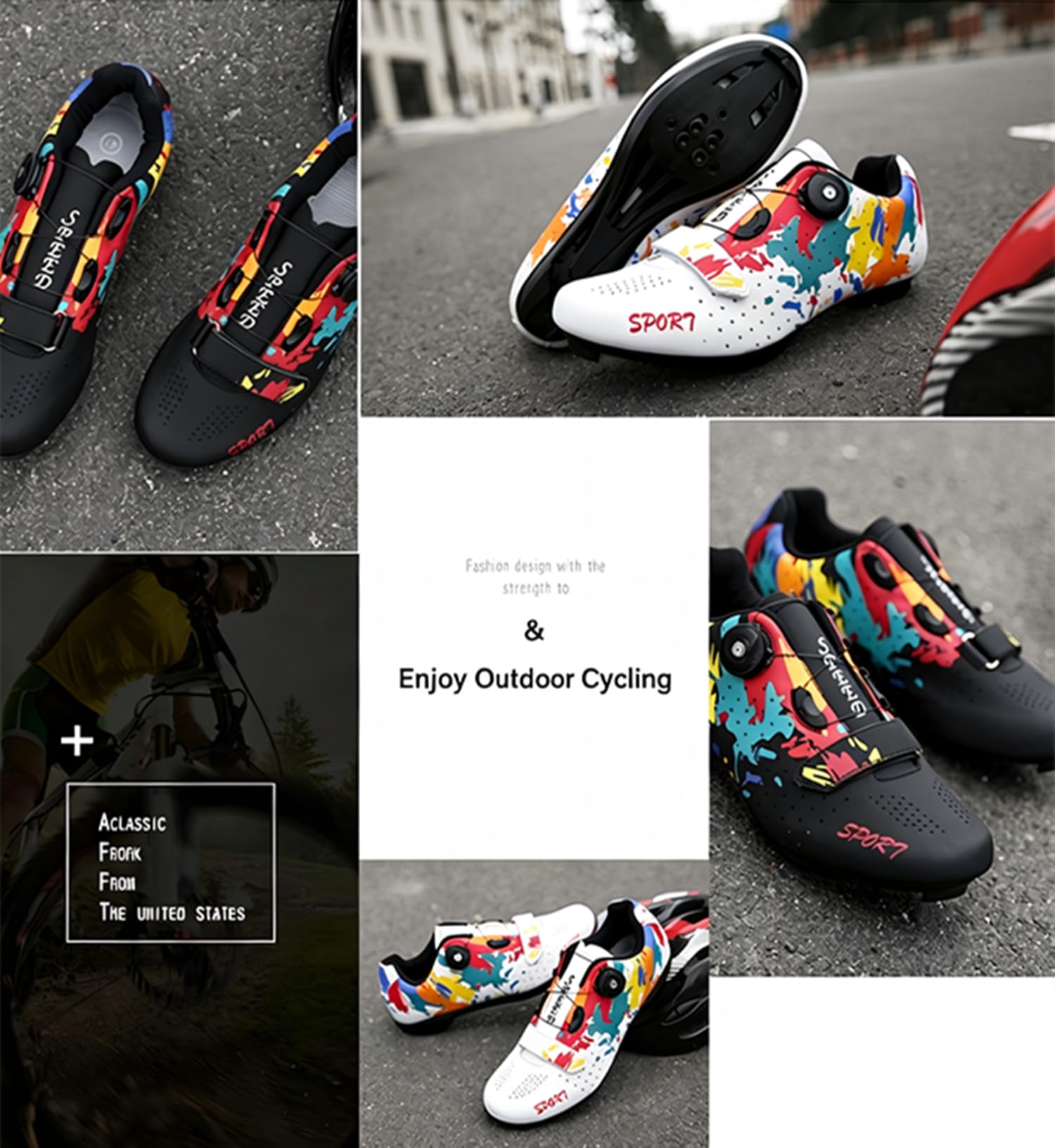 Zapatos de Ciclismo para Hombre Mujer, Bicicleta de Carretera MTB Zapatillas de Ciclismo Unisex Adulto compatibles con Pedal SPD-SL e instalación Compatible SPD/Look KEO Cleats 36-47