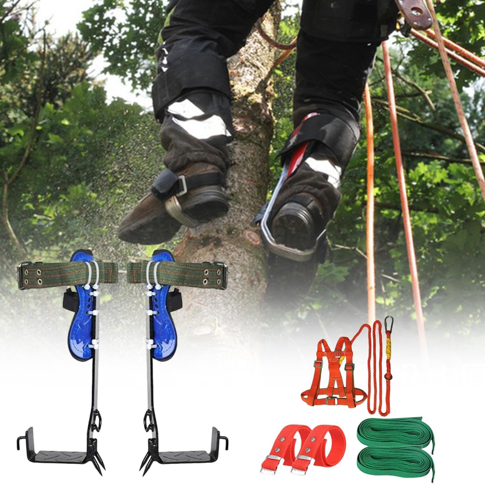 Novent Picos para trepar árboles, Kit de Equipo para trepar Postes,Herramientas de Trabajo para árboles con púas Ajustables para trepar Postes | Equipo de Escalada con Correas de Seguridad para
