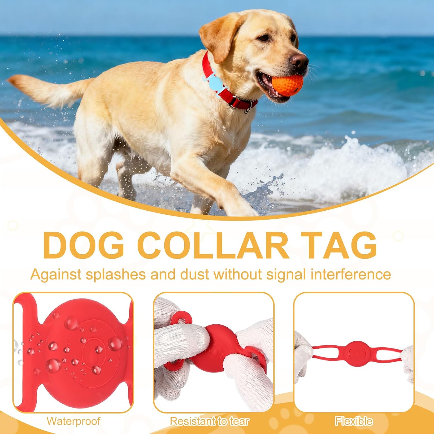 Dog Collar Tag, Dog Tracker Holder Silicone Tag Protective Case Waterproof Cat Collar Holder, (White), Intended for Pet Puppies Kittens Tracking Accessories image 4