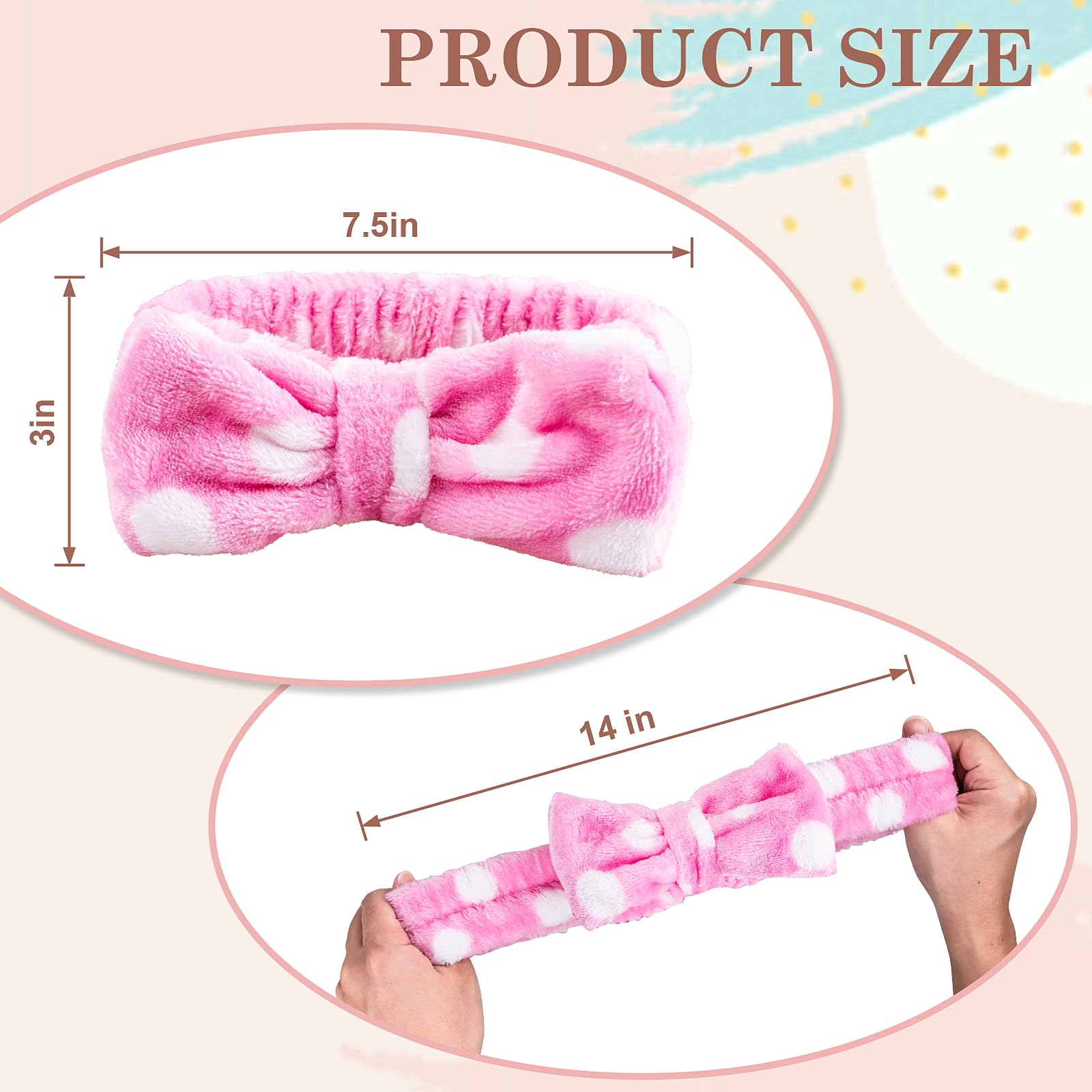 9 Pcs Stocking Stuffers for Women Girls Teen, Spa Headband for Washing Face, Microfiber Makeup Headbands with Bow, Christmas Gifts and Party Favors, Soft Skin Care Hair Band for Teens
