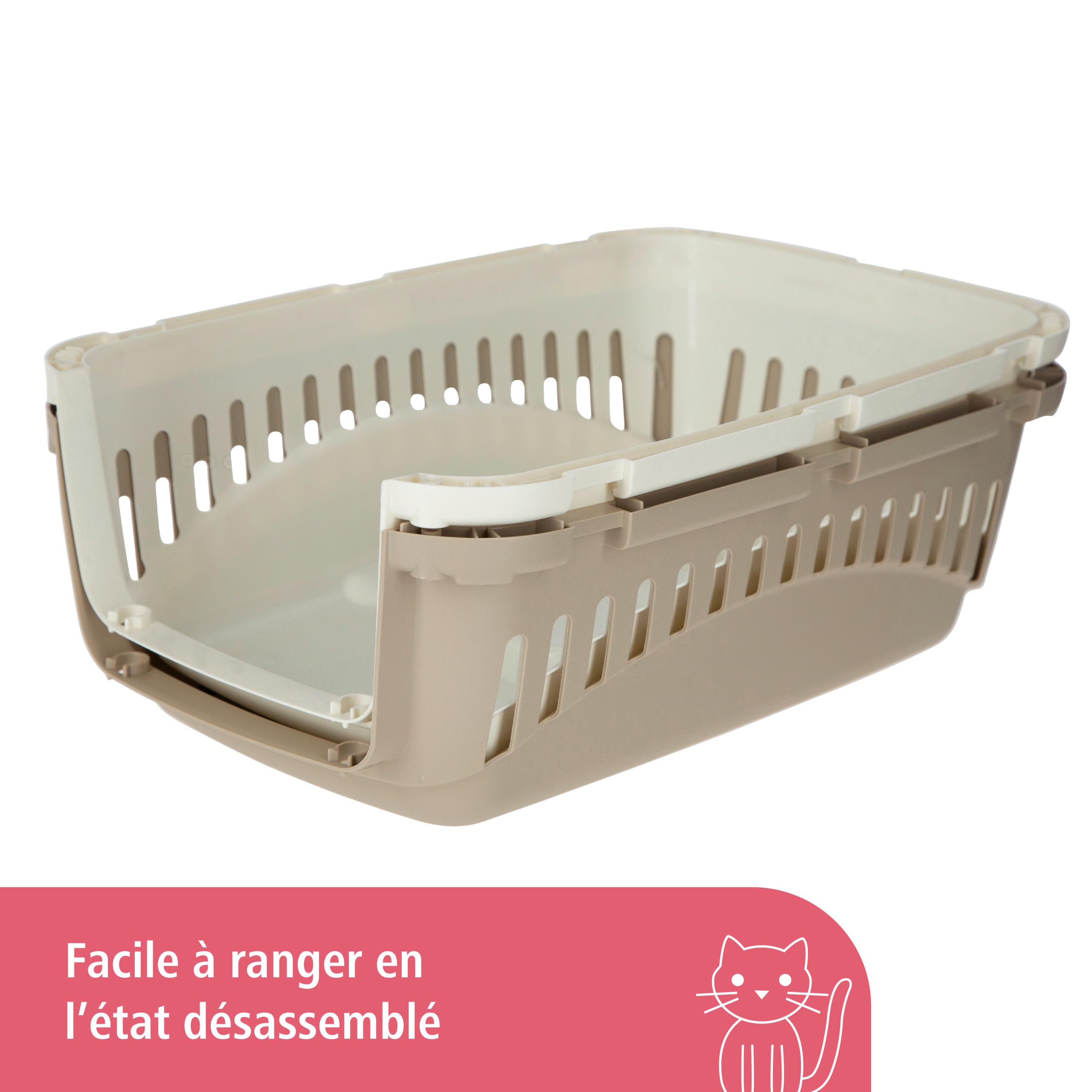 Kerbl Pet Cage de Transport Expedion, crème/Taupe, 45 x 30 x 30 cm, Cage pour Chien, Cage pour Chat, Transport pour Chien, Plastique, Petits Chiens, Chats