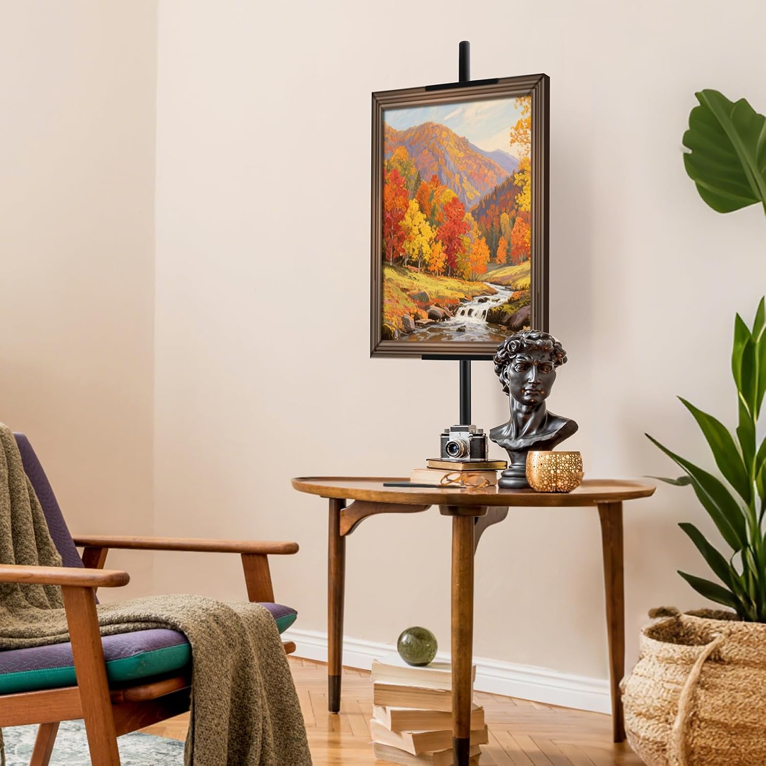 AuntyFey 29'' Adjustable Wedding Welcome Sign Tabletop Easel Stand for Picture Frames, Welcome to Our Wedding Adjustable Easel Stand Up to 29" H, Metal Adjustable Art Easel Tabletop for Artwork (Black)