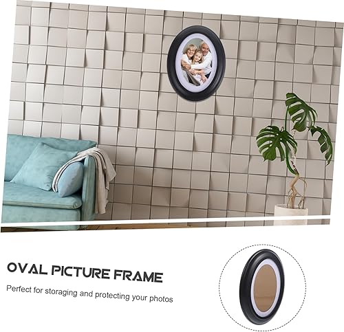 Miniatura 5 de BESPORTBLE Marcos ovalados de 7.02 x 8.58 pulgadas, marcos ovalados negros con montaje de uñas sin costuras y uñas en S, marco de madera ovalada