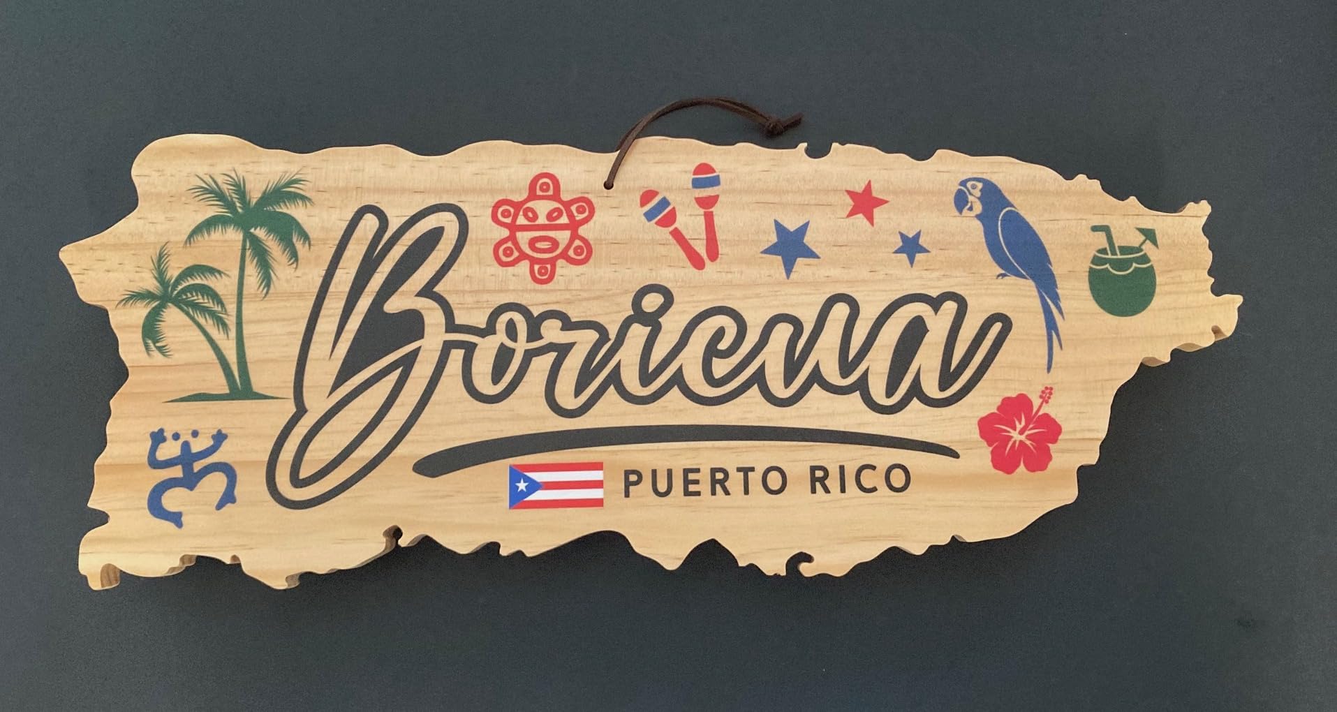 PRK 14Puerto Rico Shaped Wooden Cutting Board and Boricua Decorative Display Tray Wall Decoration Home Decor Puerto Rican Island Pride at Every Event Party Celebrate