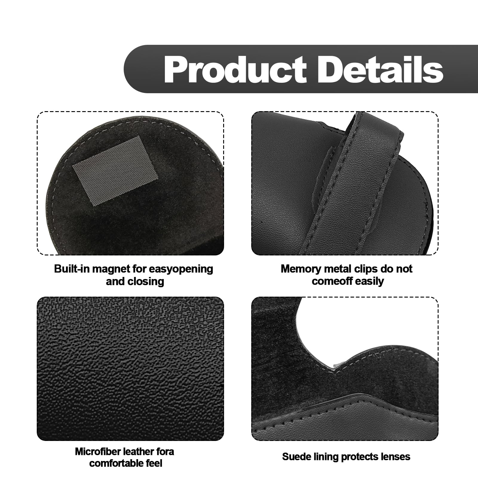 Sunglasses Holder with Hidden Magnetic Closure Universal Visor Glasses Case Visor Accessories Car Accessories fit for Man and — view 4