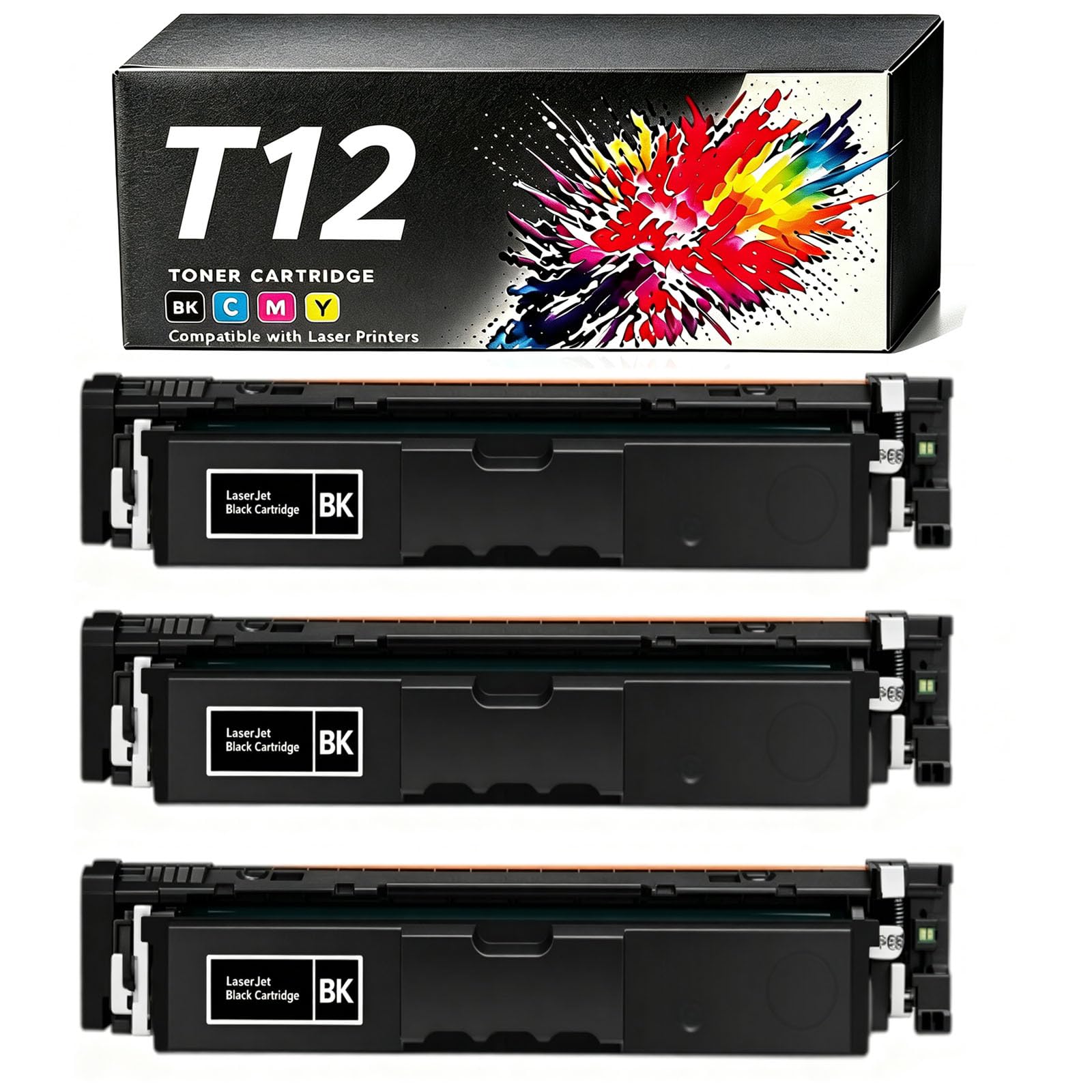 Cartuccia di toner T12 ad alta resa – Sostituzione delle cartuccie di toner T12 (T12BK, T12C, T12M, T12Y) compatibili con la stampa a colori i-SENSYS X C1333i e X C1333iF 7.500 pagine nero
