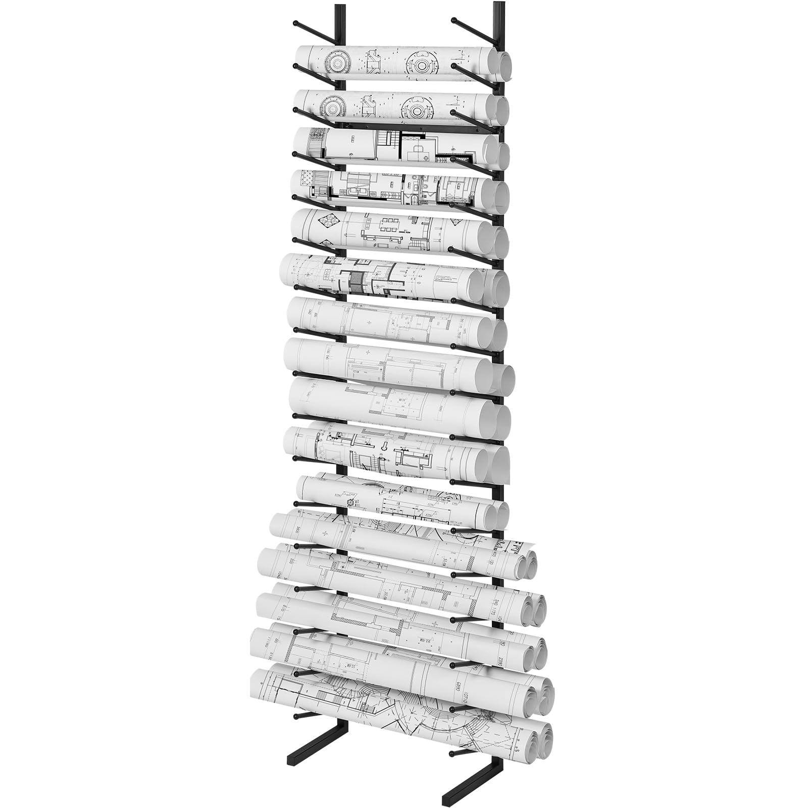 VEVOR Estante de Almacenamiento de Planos Estante Colgante para Exhibición de Carteles de 16 niveles, 2 Rollos/Neumático, Soporte Vertical para Archivos en Rollo de Planos para Pósteres, Mapas