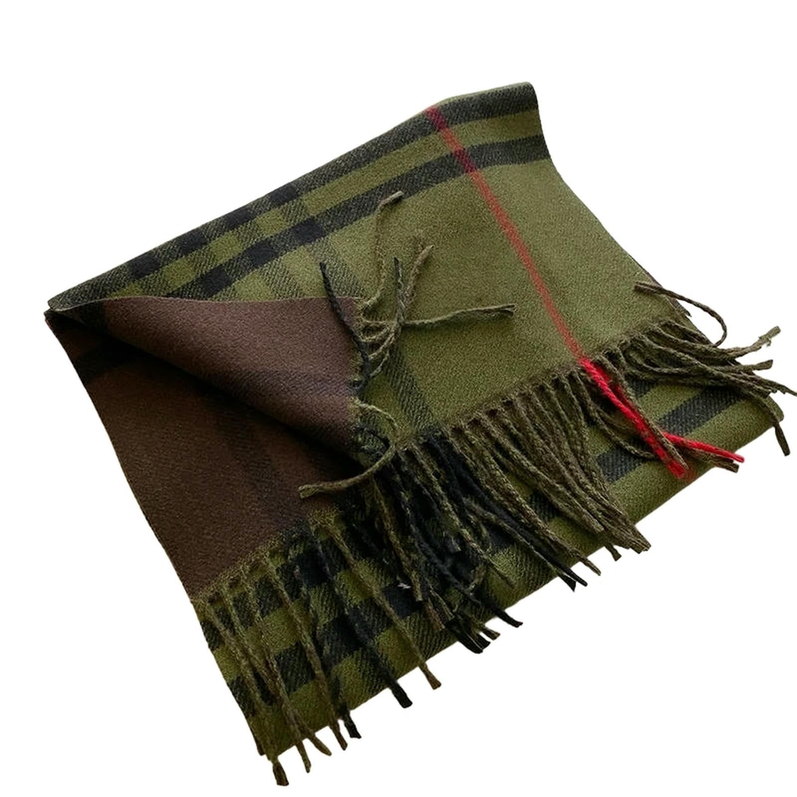 WANGQIQI Women's scarves and shawls Autumn Winter Plaid Scarf Men Women Warm Thick Shawl Tassel-green-206 * 45cm
