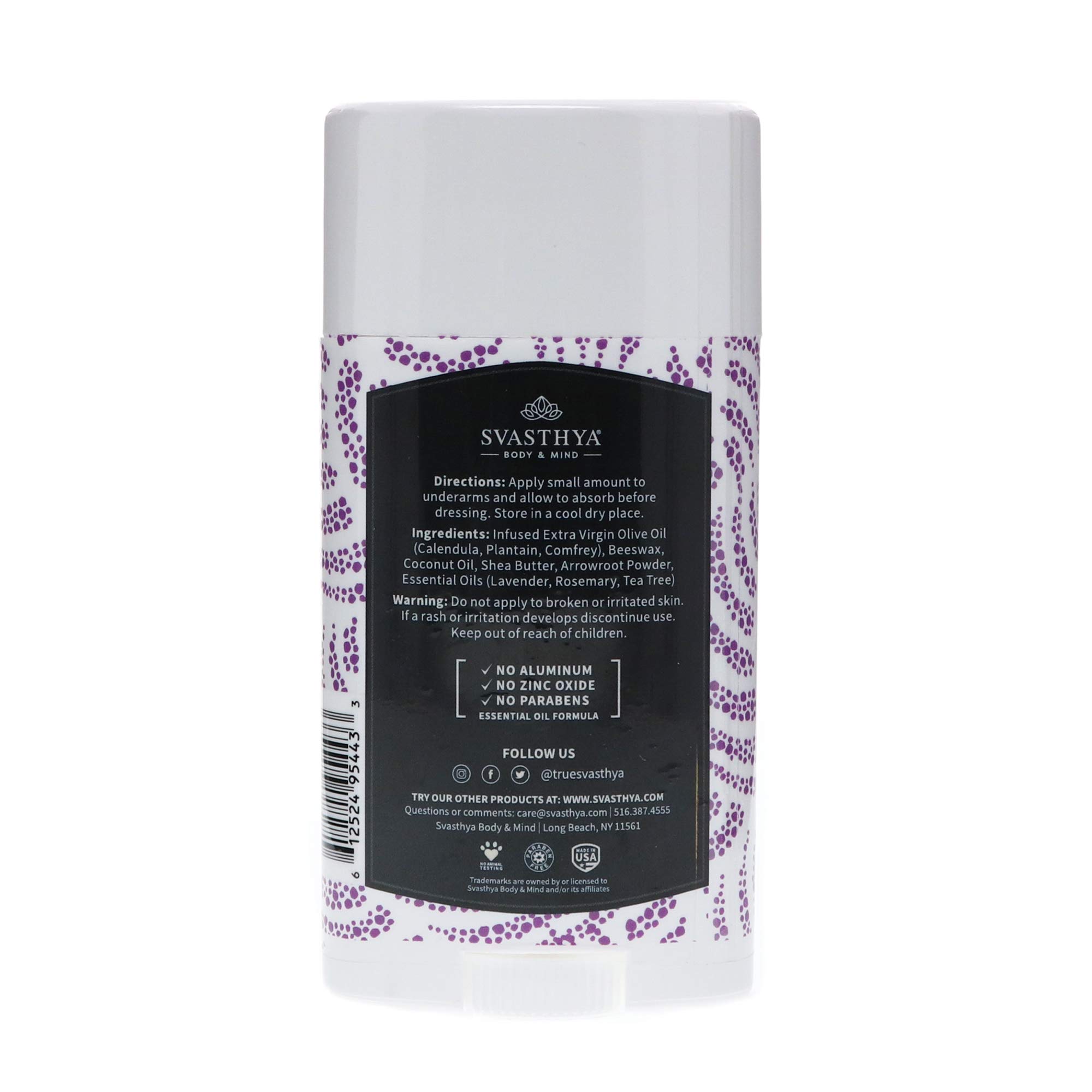 SVASTHYA BODY & MIND Natural Deodorant with Essential Oils - Womens - Gentle Skin Nourishing With A Refreshing Scent of Lavender, Rosemary & Tea Tree - Made In The USA, 2.45 oz - 2 Pack