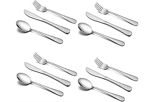 12-Piece Stainless Steel Kids Silverware Set, HaWare Hammered Flatware for Kids