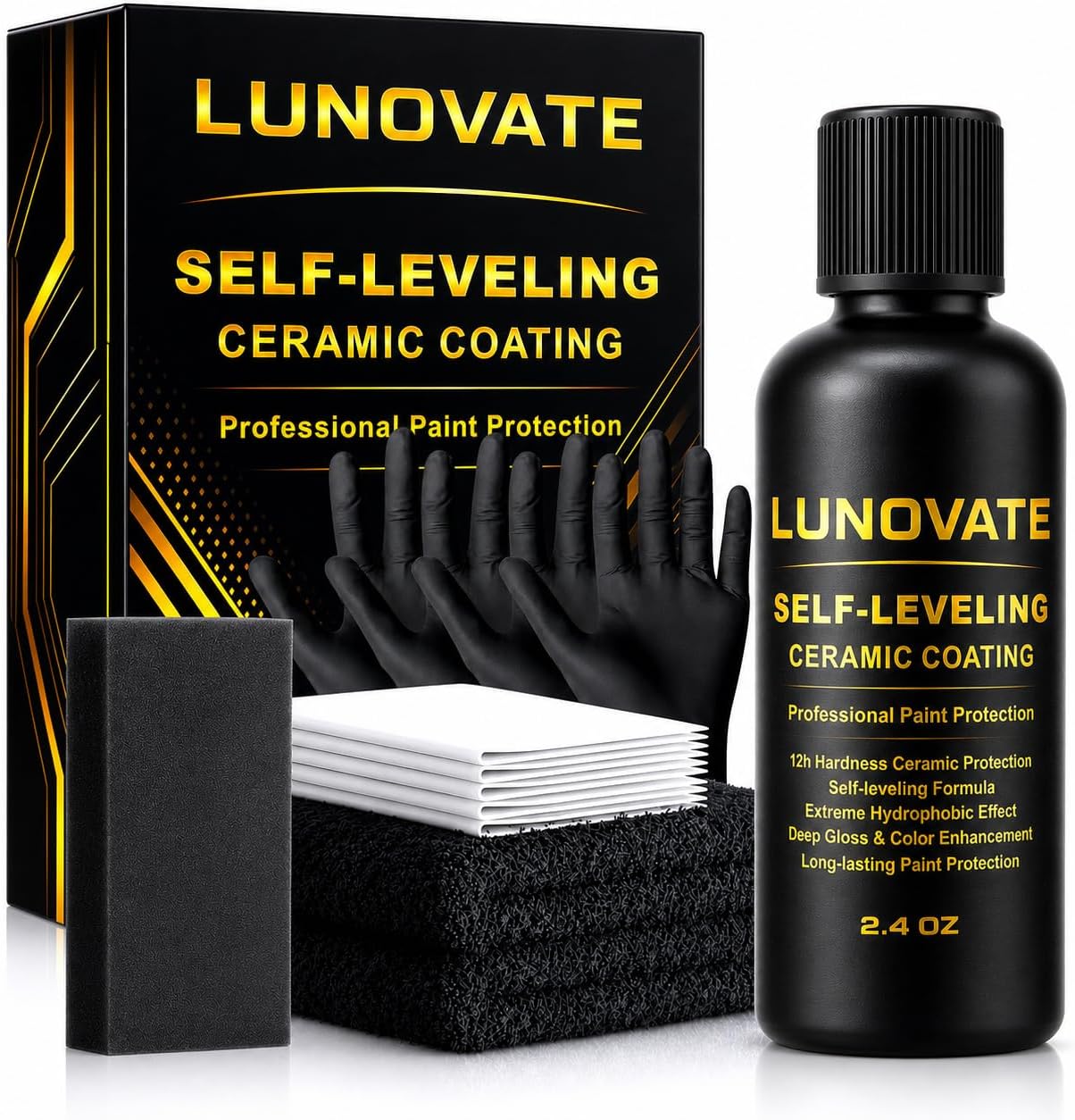 LUNOVATE SmartFlow Matrix™ Self-Leveling Ceramic Coating, 70ml, Professional Nano Ceramic Paint Protection for Cars, Ultra Hydrophobic High Gloss Finish