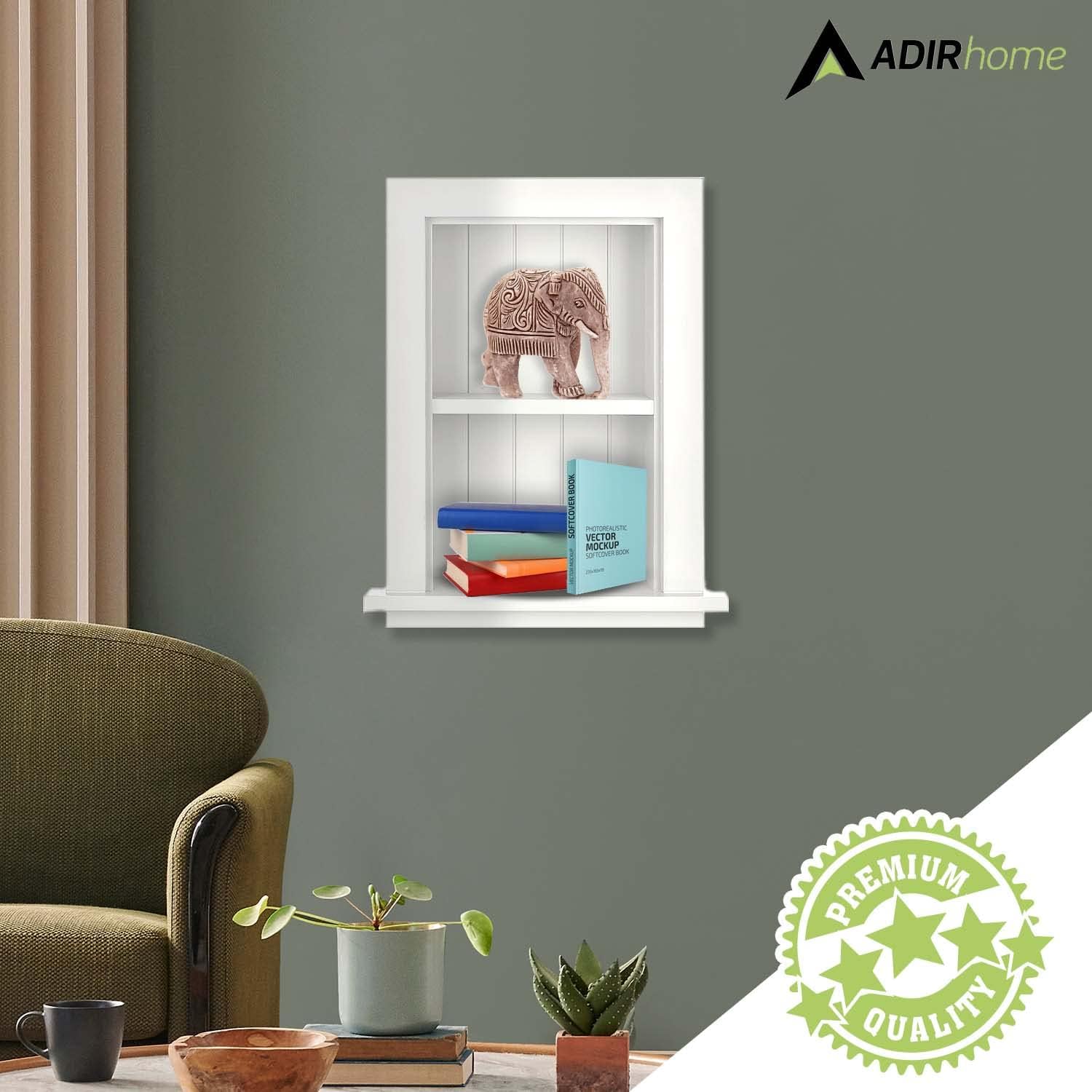 AdirHome White Hardwood Recessed Wall Cabinet with Shelf