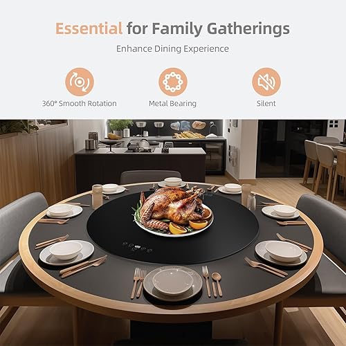 Miniatura 2 de Calentador eléctrico redondo de alimentos de 24 pulgadas, bandeja giratoria automática para mesa, 9 temperaturas ajustables para mantener la comida