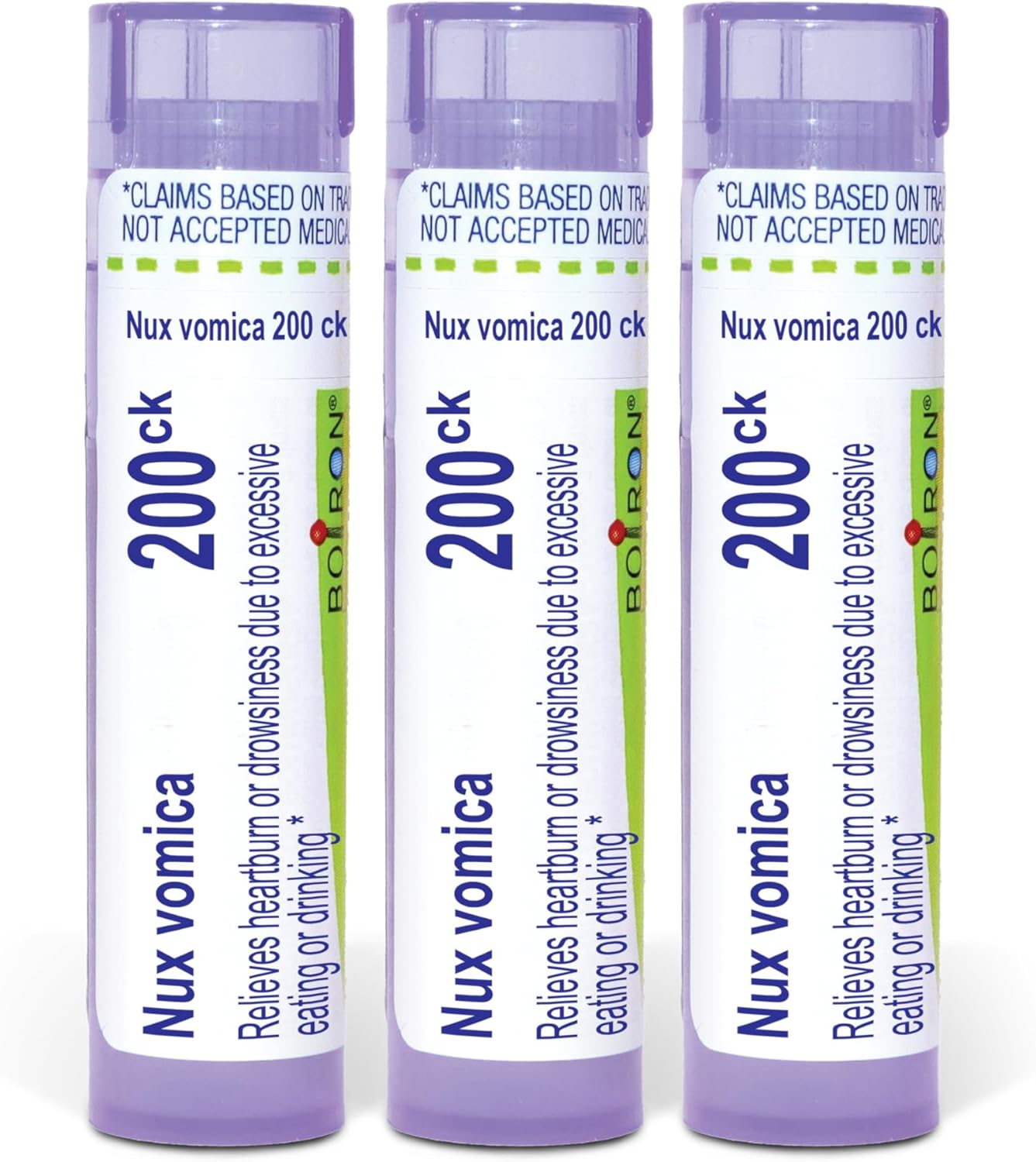 Boiron Nux Vomica 200ck Homeopathic Medicine for Heartburn or Drowsiness - Pack of 3 (240 Pellets)