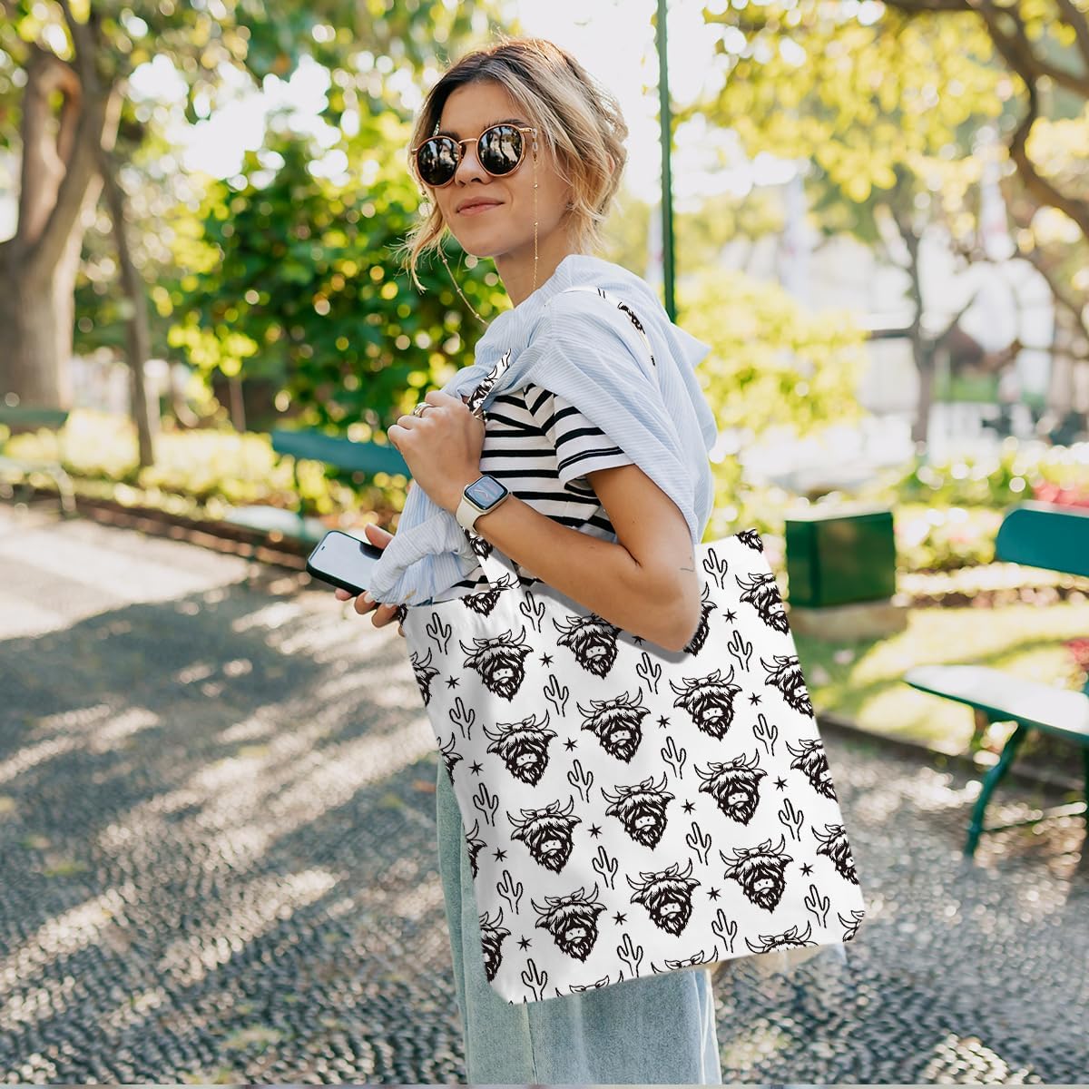 Western Decor Tote Bag for Women Western Stuff Gifts for Women Girls Reusable Grocery Bags for Shopping Christmas - Image 2