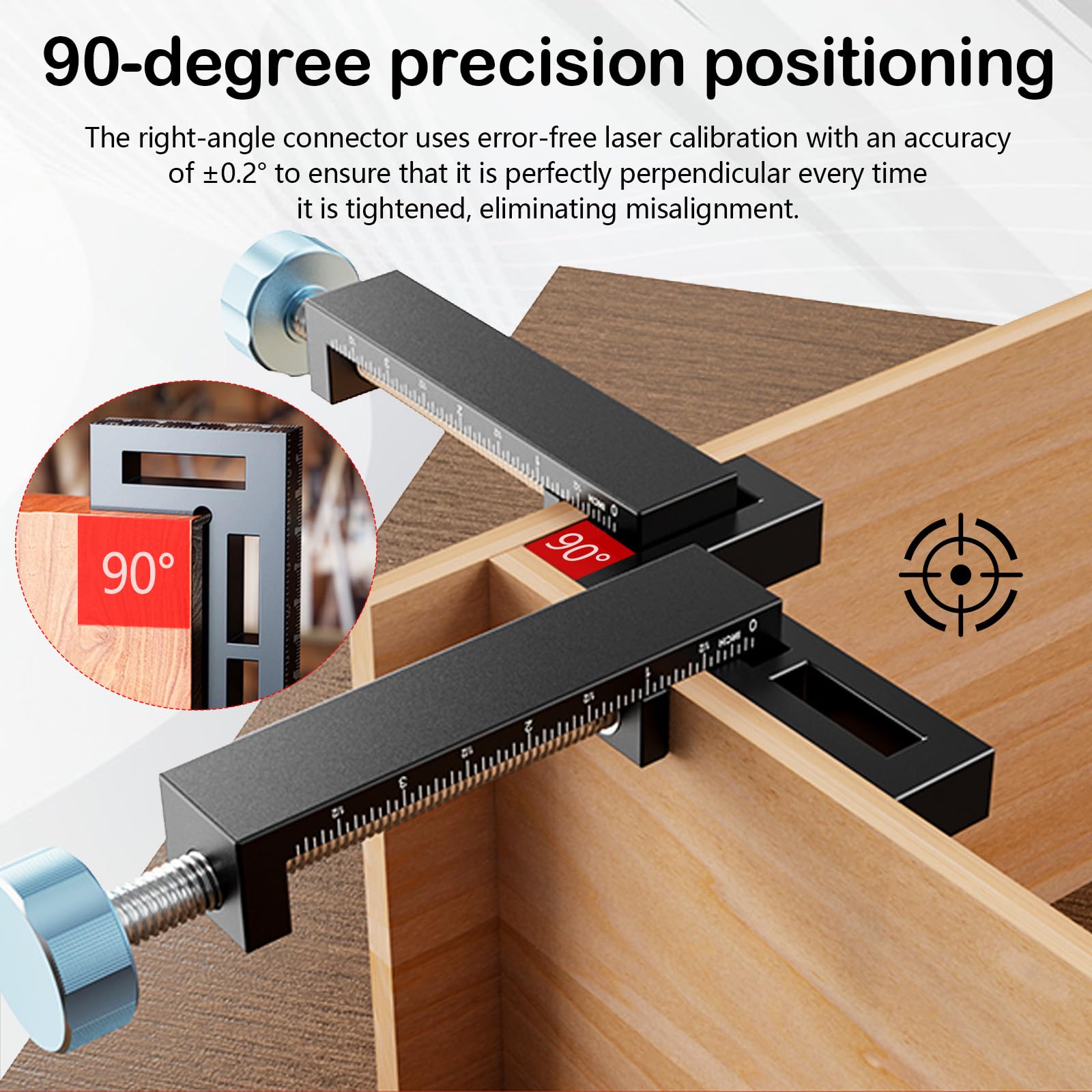 Positionierwinkel 90°, Winkelspanner 4 Stück Rechtwinklige Klemmen aus Aluminiumlegierung mit 8 Winkelversteller 90 Grad Holzbearbeitungswerkzeuge für Holzbearbeitung Heimwerken Handwerk