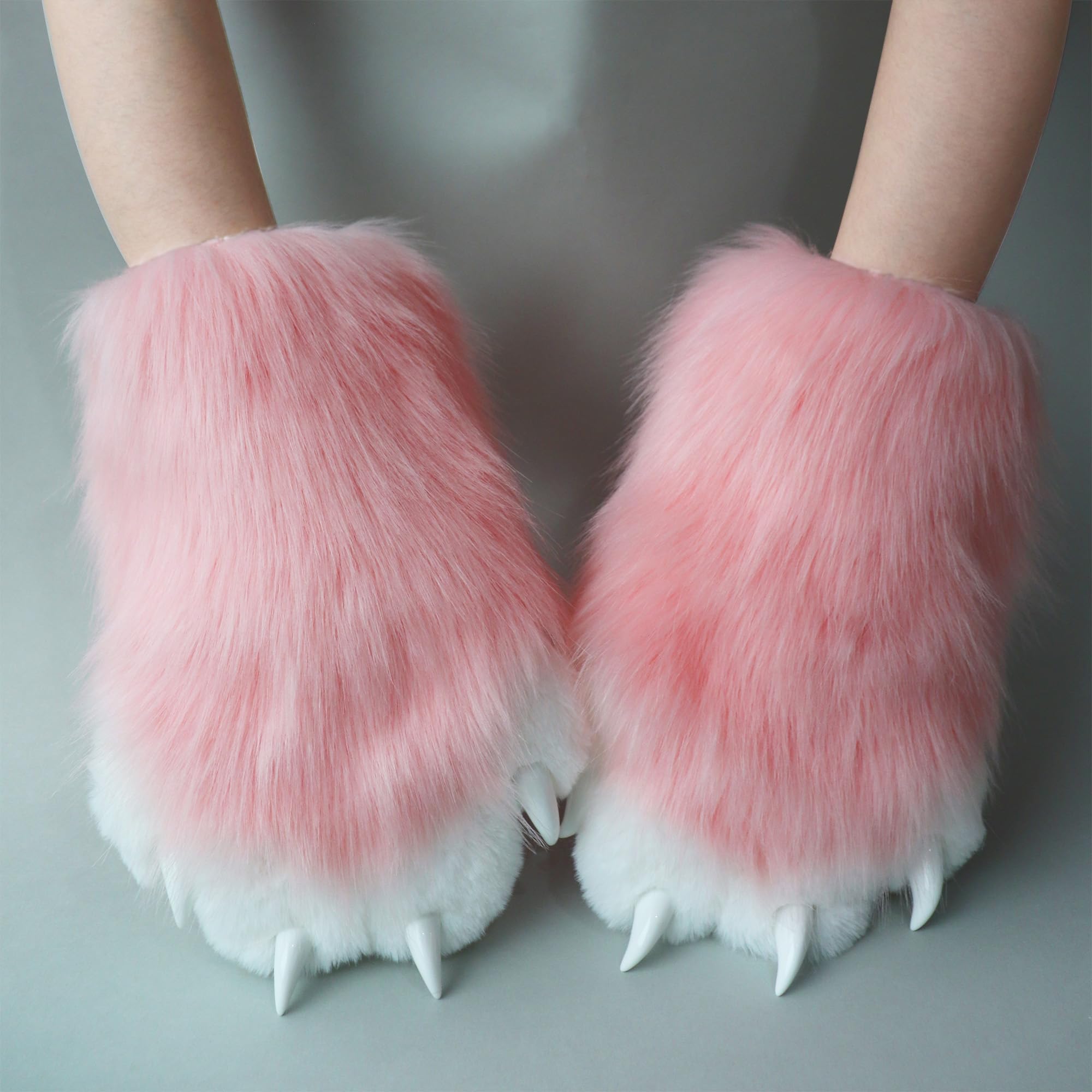 Comfy Furry Paws Plush Faux Fur Paw, Therian Paws Quilted Plus-Size Paw Gloves, Hard Claws, Cat Paws, Wolf Paws - Image 3