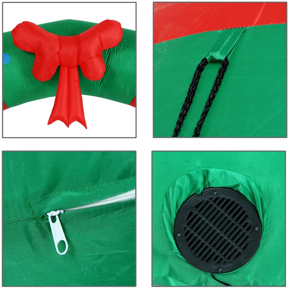 BAKAJI Arco Gonfiabile Gigante Natalizio Altezza 240 cm con Babbo Natale e Pupazzo di Neve con Kit Fissaggio per Esterno Illuminazione LED Protezione IP44 Decorazione Natalizia (240 cm)