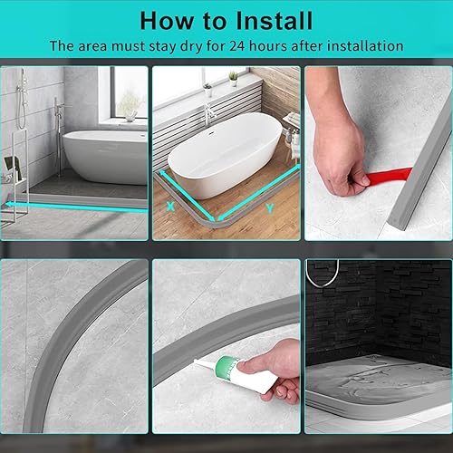 Miniatura 7 de Hi-Na Represa de umbral de ducha plegable de 3 pies5 pies6 pies8 pies10 pies, barrera de agua para ducha y tope de agua que mantiene el agua