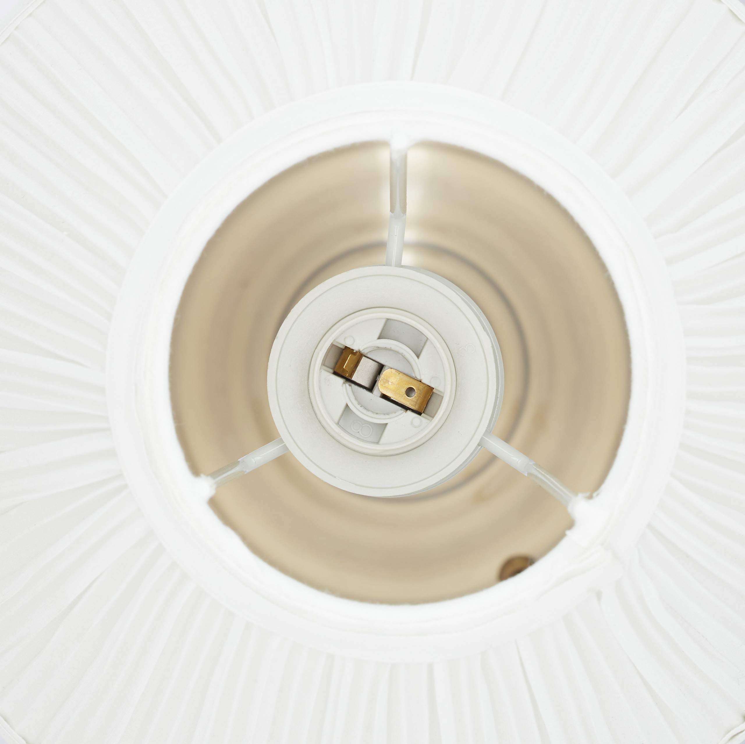 Relaxdays Lampada da Tavolo, Paralume in Stile Vintage, Salotto & Camera, Luce da Comodino, 43 x 21 cm, Bianco/Dorato