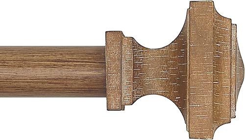 QITERI Barra de cortina de 1 pulgada, con tratamiento decorativo de madera para una sola ventana, remate cuadrado de imitaciĂłn de grano de madera, 1 QITERI Barra de cortina de 1 pulgada, con tratamiento decorativo de madera para una sola ventana, remate cuadrado de imitaciĂłn de grano de madera, 1