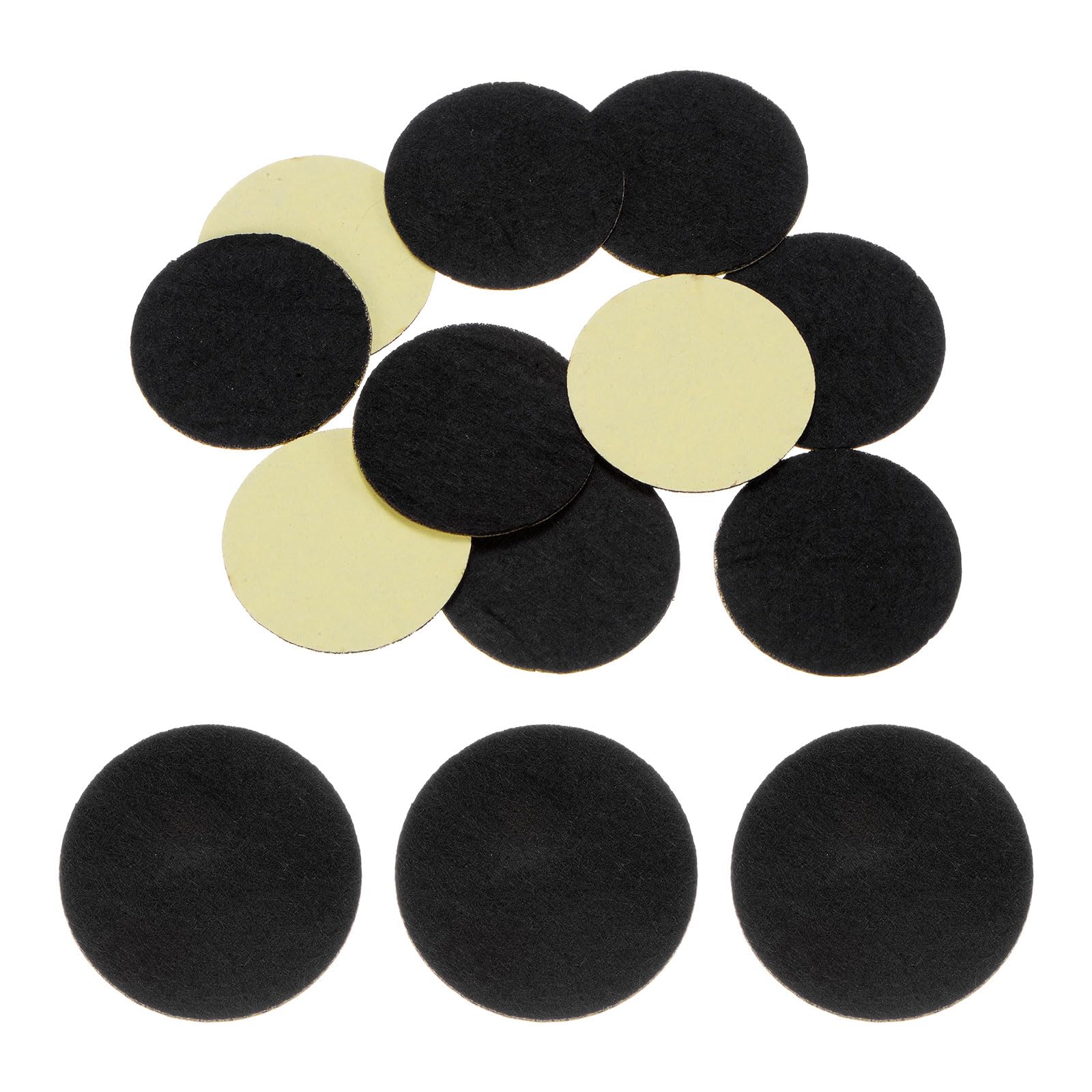 HARFINGTON 10pcs Round Adhesive Felt Circles, 35mm 1-3/8" Pre Cut Felt Craft Stickers Non-Woven Mini Felt Fabric Circles for DIY Sewing Handcraft Cut Projects Craft Finishing, Black