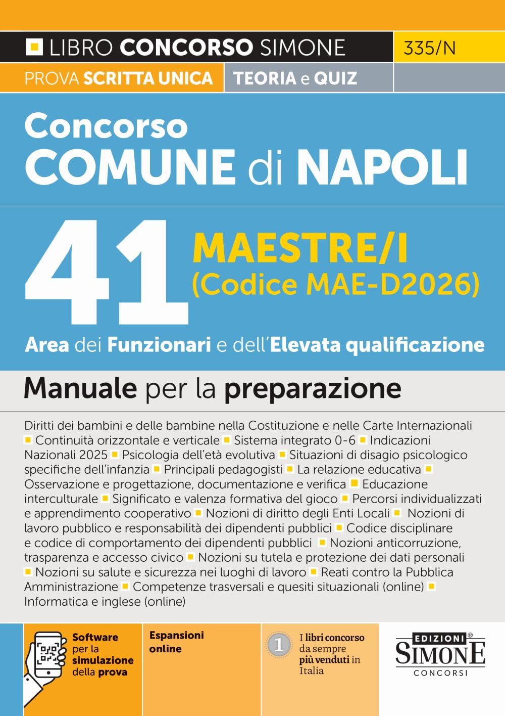 Concorso Comune di Napoli - 41 Maestre/i (Codice MAE-D2026) Area dei Funzionari e dell'Elevata qualificazione - Manuale per la preparazione