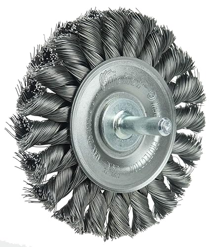 Miniatura 8 de Weiler 17680 Rueda de alambre de nudo montada en el tallo de 3-14 pulgadas, relleno de acero de 0.0118 pulgadas, vástago de 14 pulgadas, fabricado