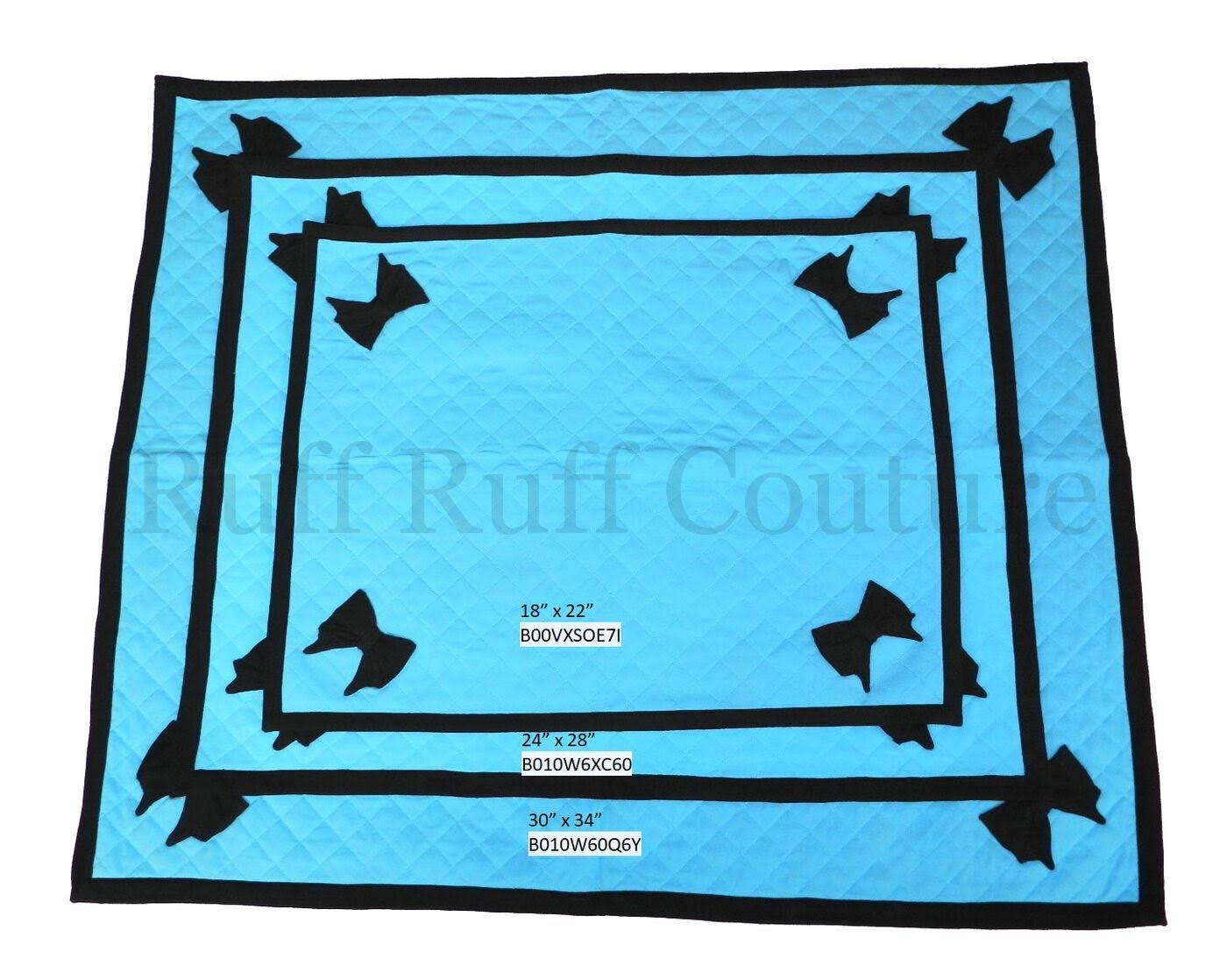 Quilted Blanket Set Aqua Blue (Set of all 3 sizes)