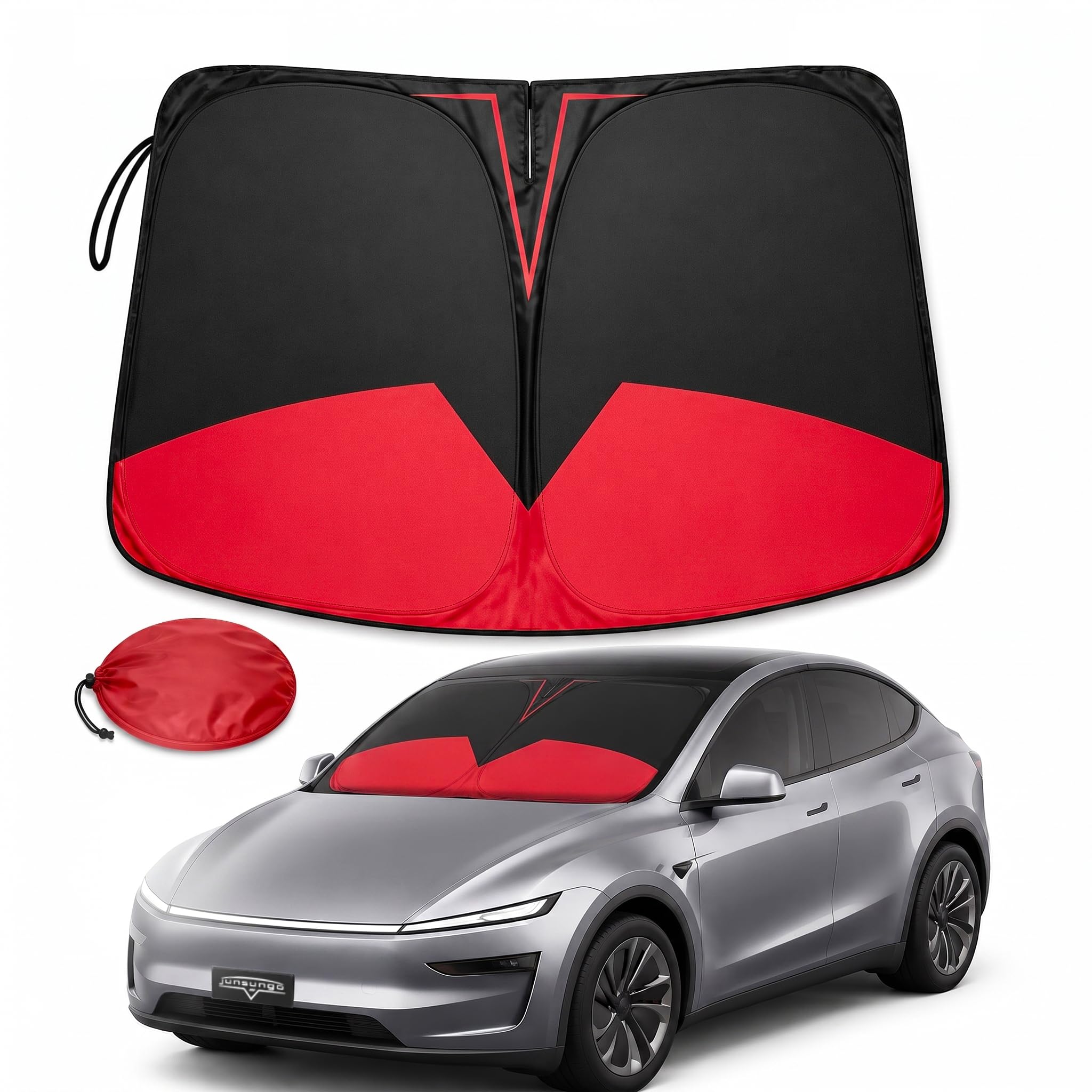 Amazon.co.jp: Teslaモデル3/Y用レッド2層フロントガラスサンシェード