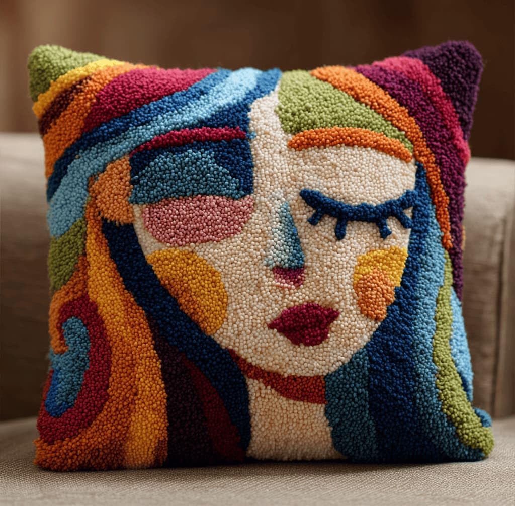 Kitquiver Beginner Latch Hook Cushion Kit,Girl Decor Pillow Cover 43X43Cm