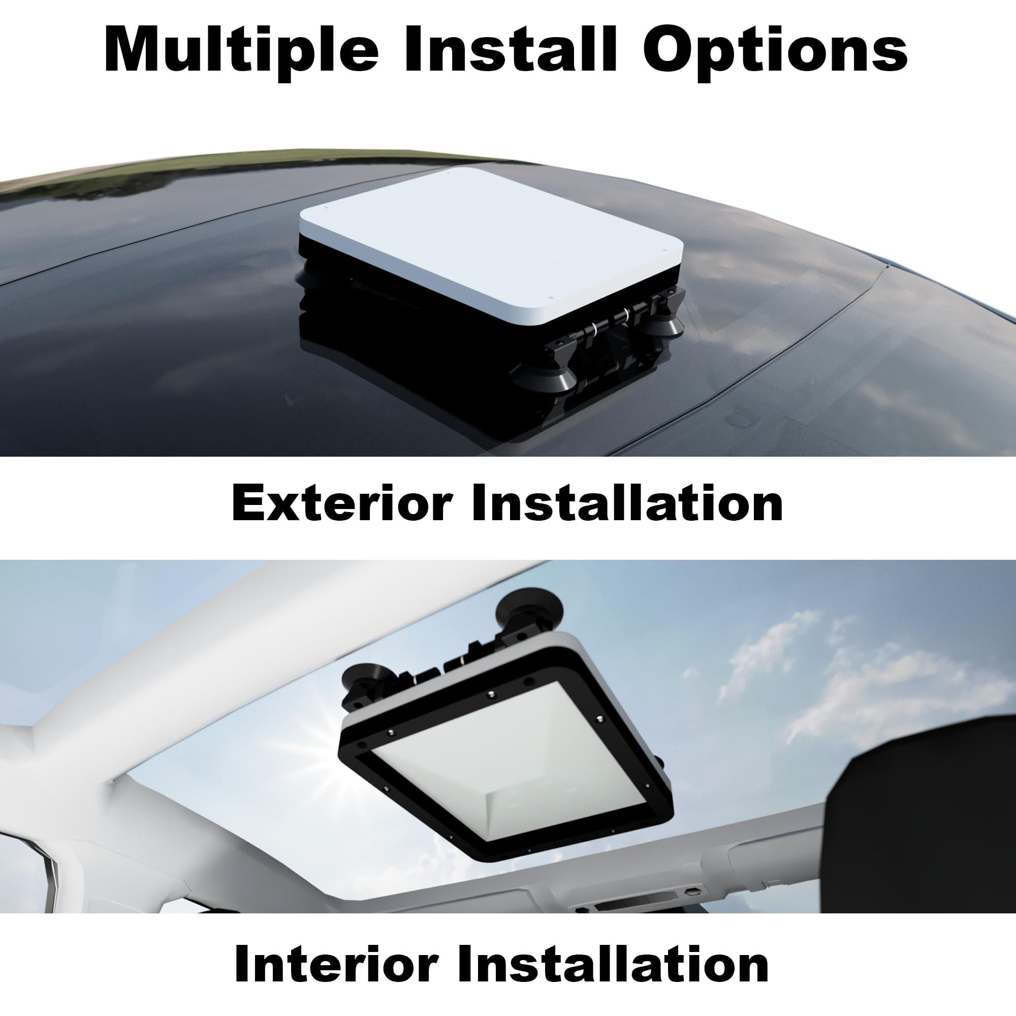 Starlink Mount Ultra-Durable Kit for Campers, RVs, UTVs, Trucks, & Cars | USA Made | Interior and Exterior Vehicle Installation | Hardtop Complete Coverage (No Charger, Mount + Both Options)