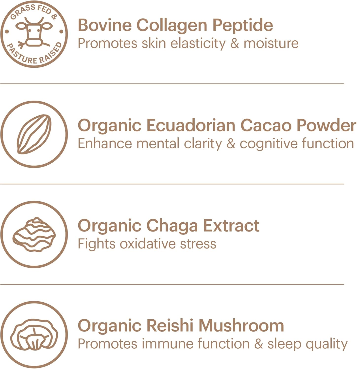 Wellthy Collagen Superfood Powder, Fights Stress & Fatigue, Cacao, Mushroom Powder - Organic Chaga & Reishi Extracts, Certified Organic Matcha, Allergen-Free & Non-GMO - Image 5