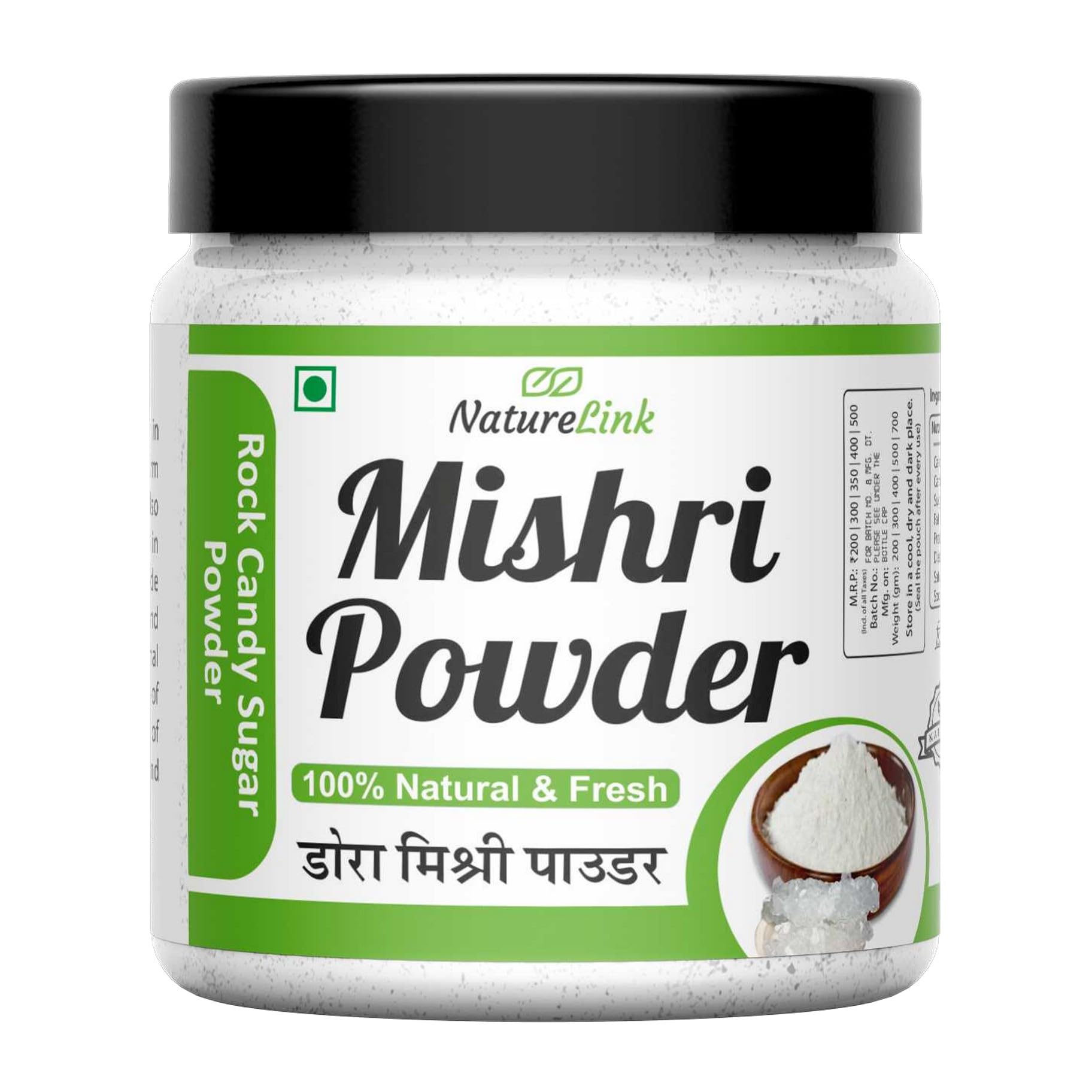Nature Link Mishri Powder, Misri Powder, Thread Mishri Powder, Dhaga Mishri Powder, Dhage Wali Mishri Powder, Rock Candy Sugar Powder (Jar) 300g